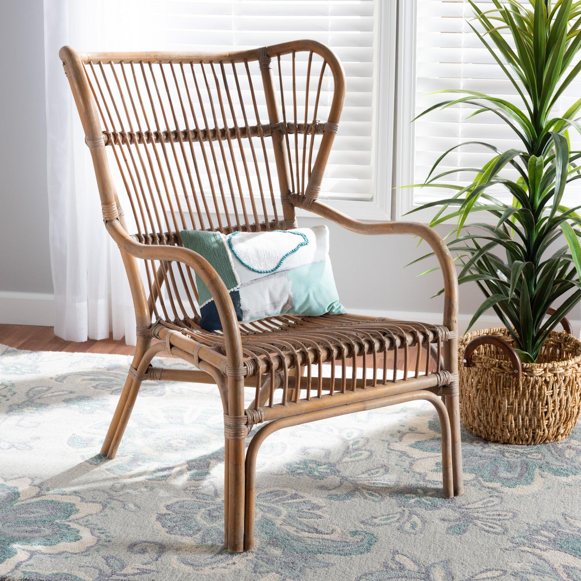 bali & pari Lamaria Modern Bohmenian Antique Rattan Armchair