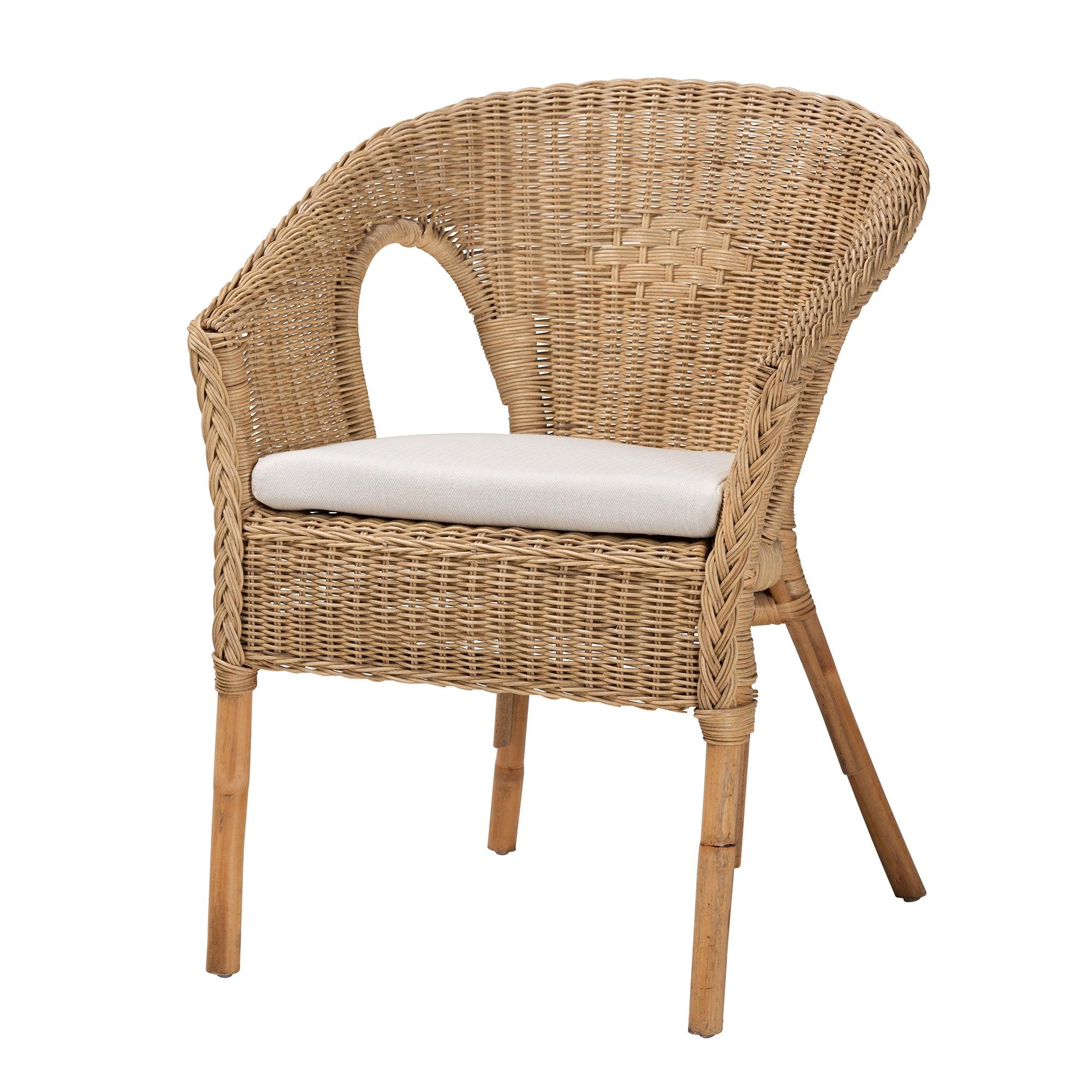 bali & pari Abbey Modern Bohemian Antique Rattan Dining Chair