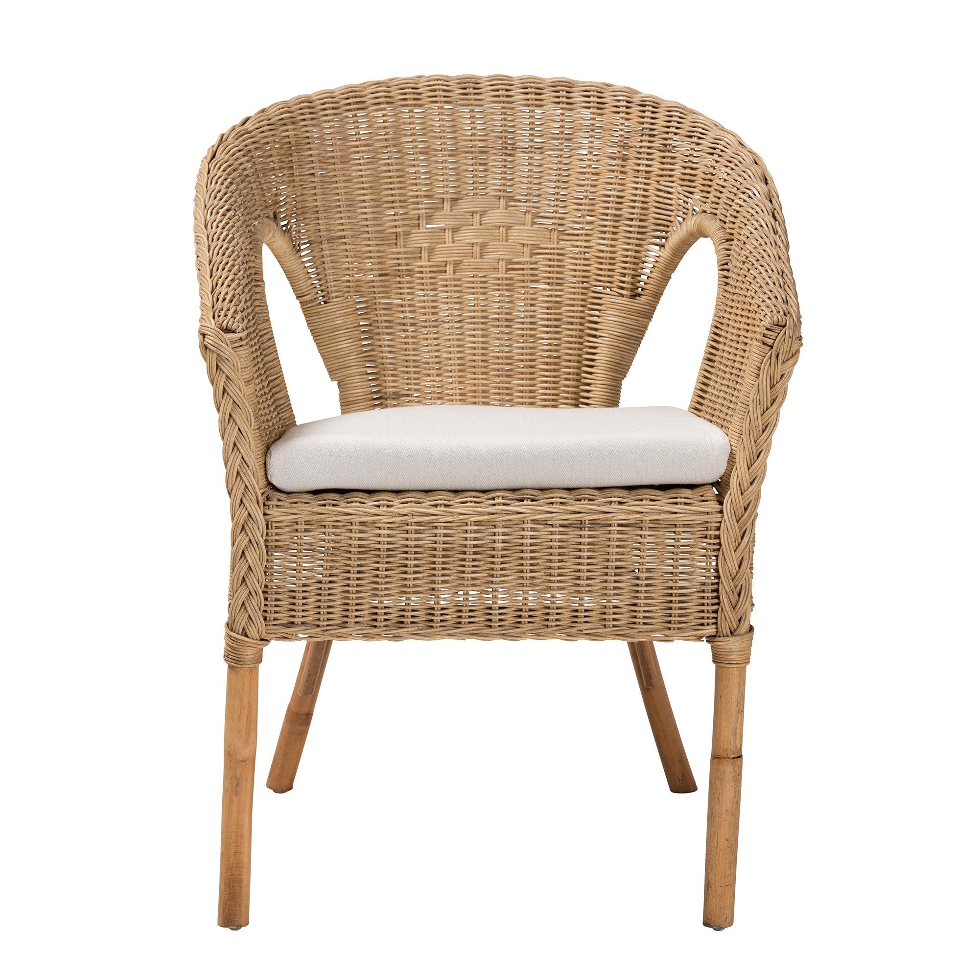 bali & pari Abbey Modern Bohemian Antique Rattan Dining Chair