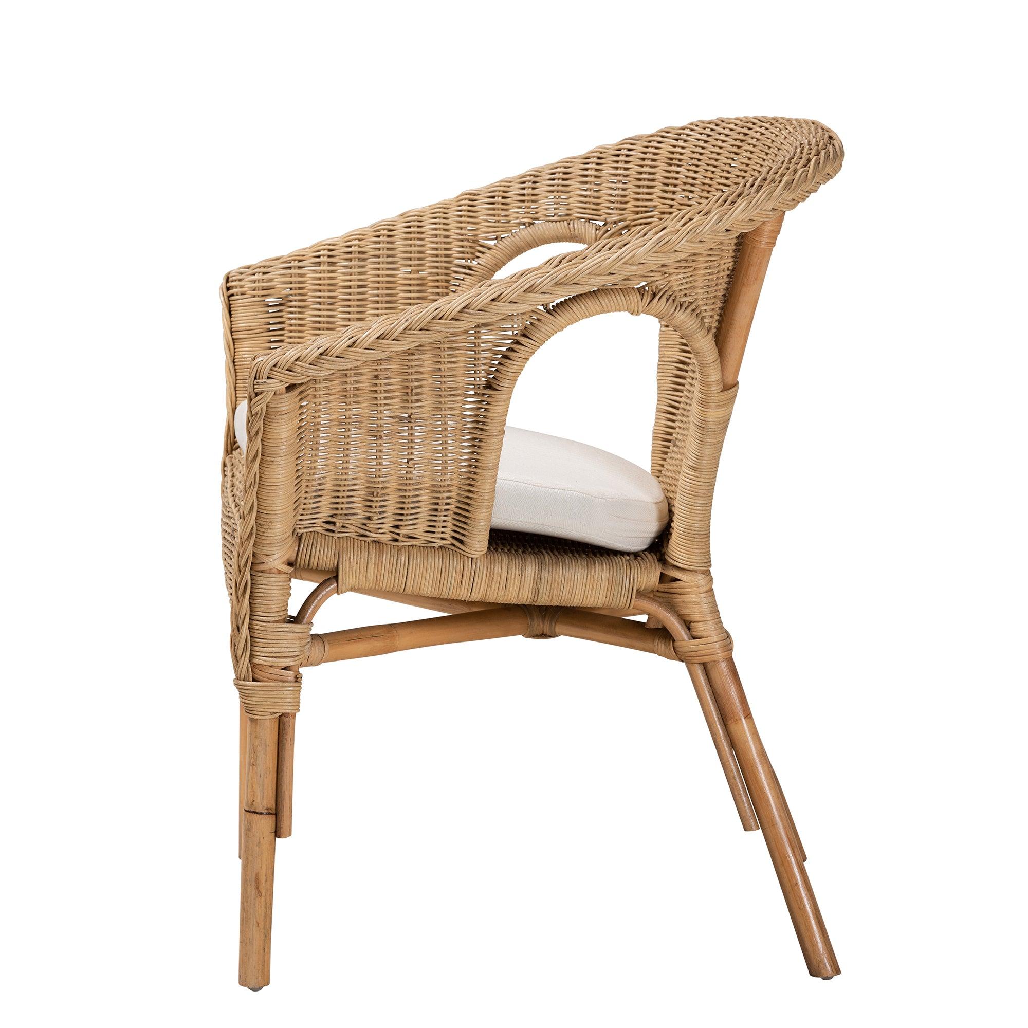 bali & pari Abbey Modern Bohemian Antique Rattan Dining Chair