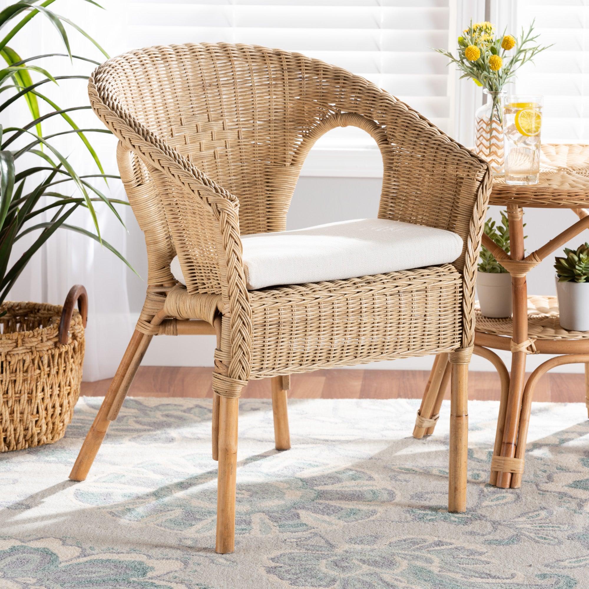 bali & pari Abbey Modern Bohemian Antique Rattan Dining Chair