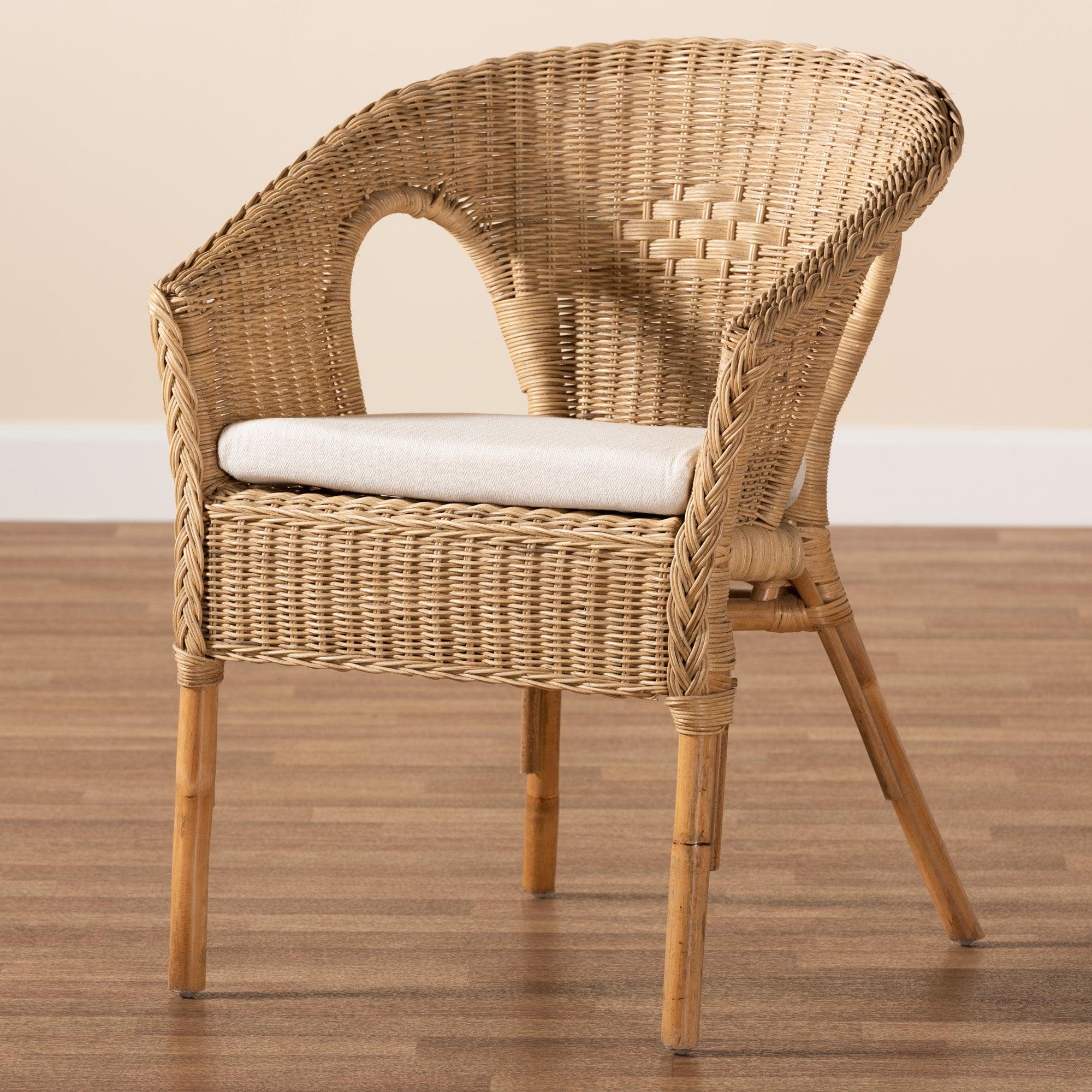 bali & pari Abbey Modern Bohemian Antique Rattan Dining Chair