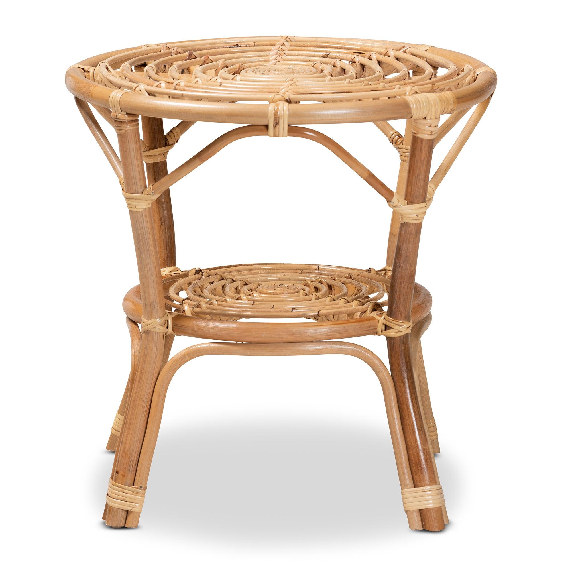 bali & pari Cariel Modern Bohemian Rattan Coffee Table