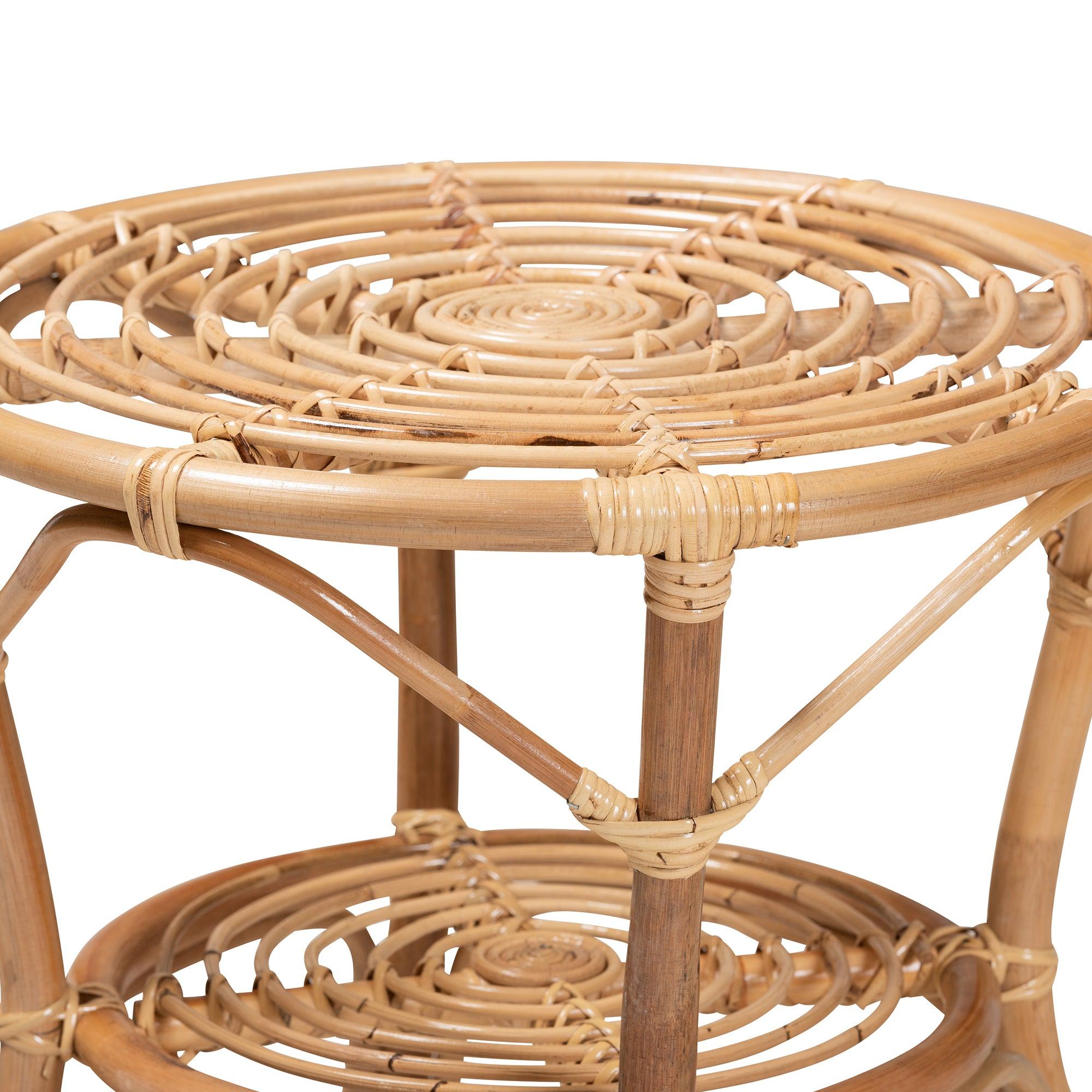 bali & pari Cariel Modern Bohemian Rattan Coffee Table