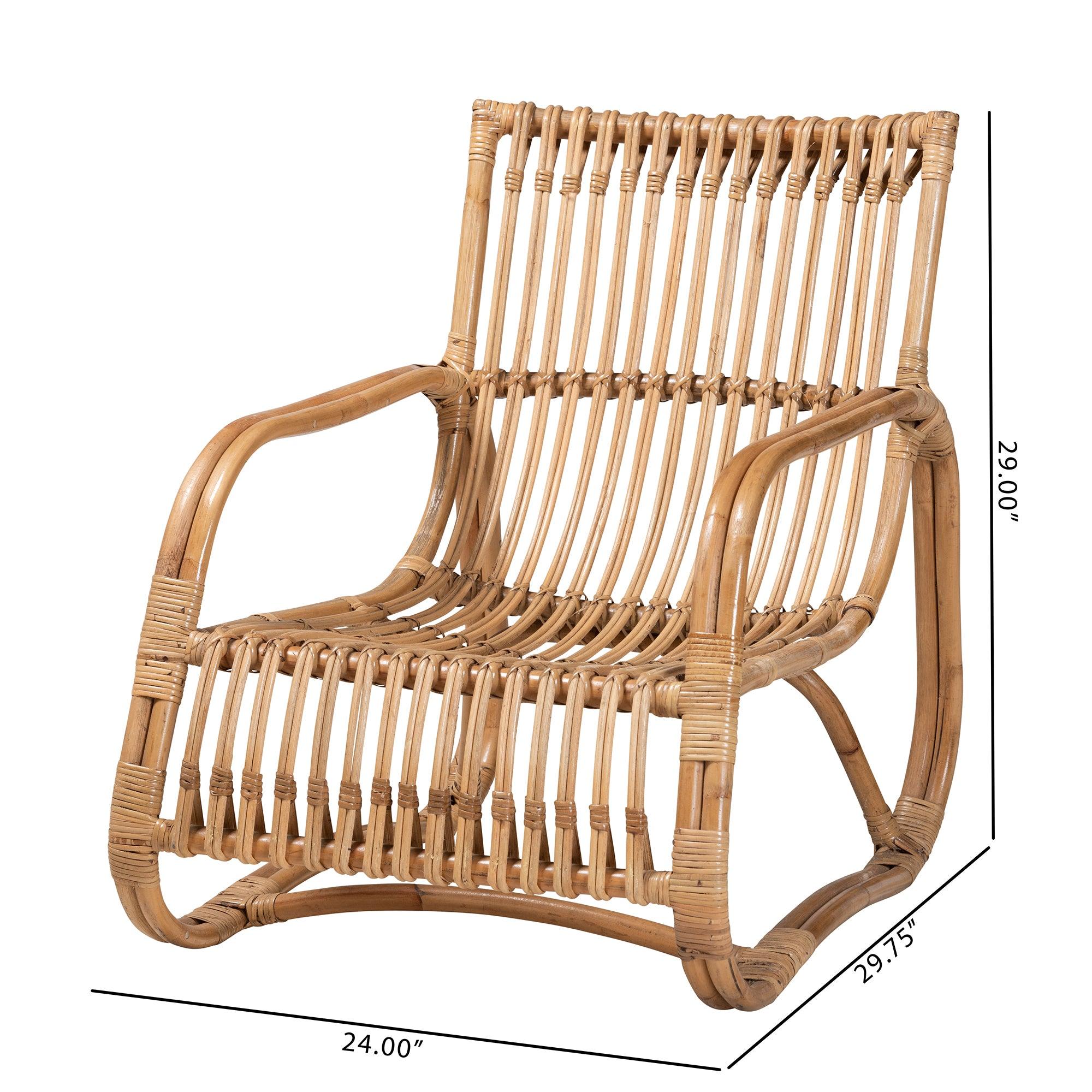 bali & pari Blanca Modern Bohemian Rattan Accent Chair