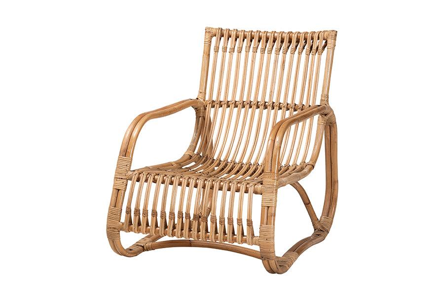 bali & pari Blanca Modern Bohemian Rattan Accent Chair