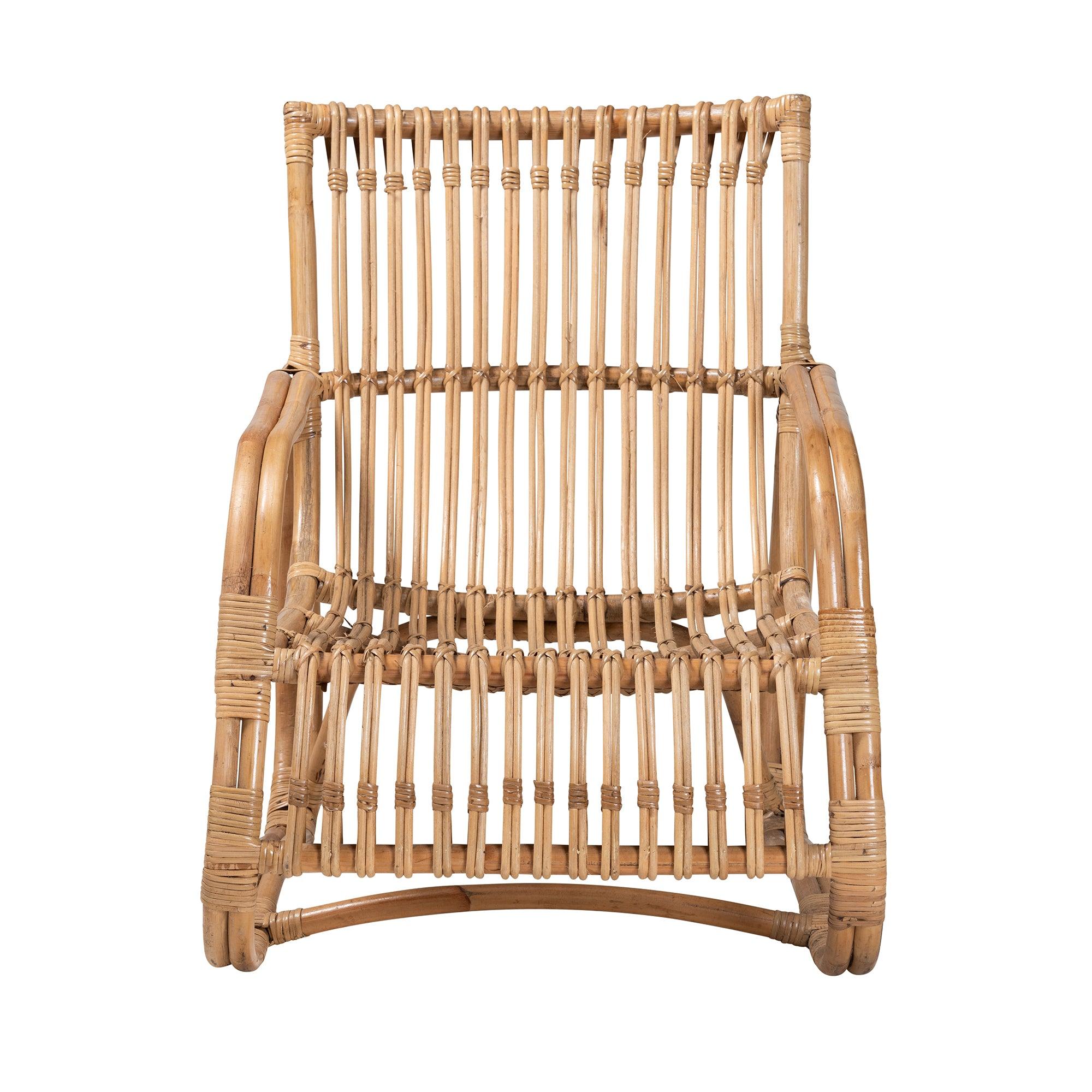 bali & pari Blanca Modern Bohemian Rattan Accent Chair