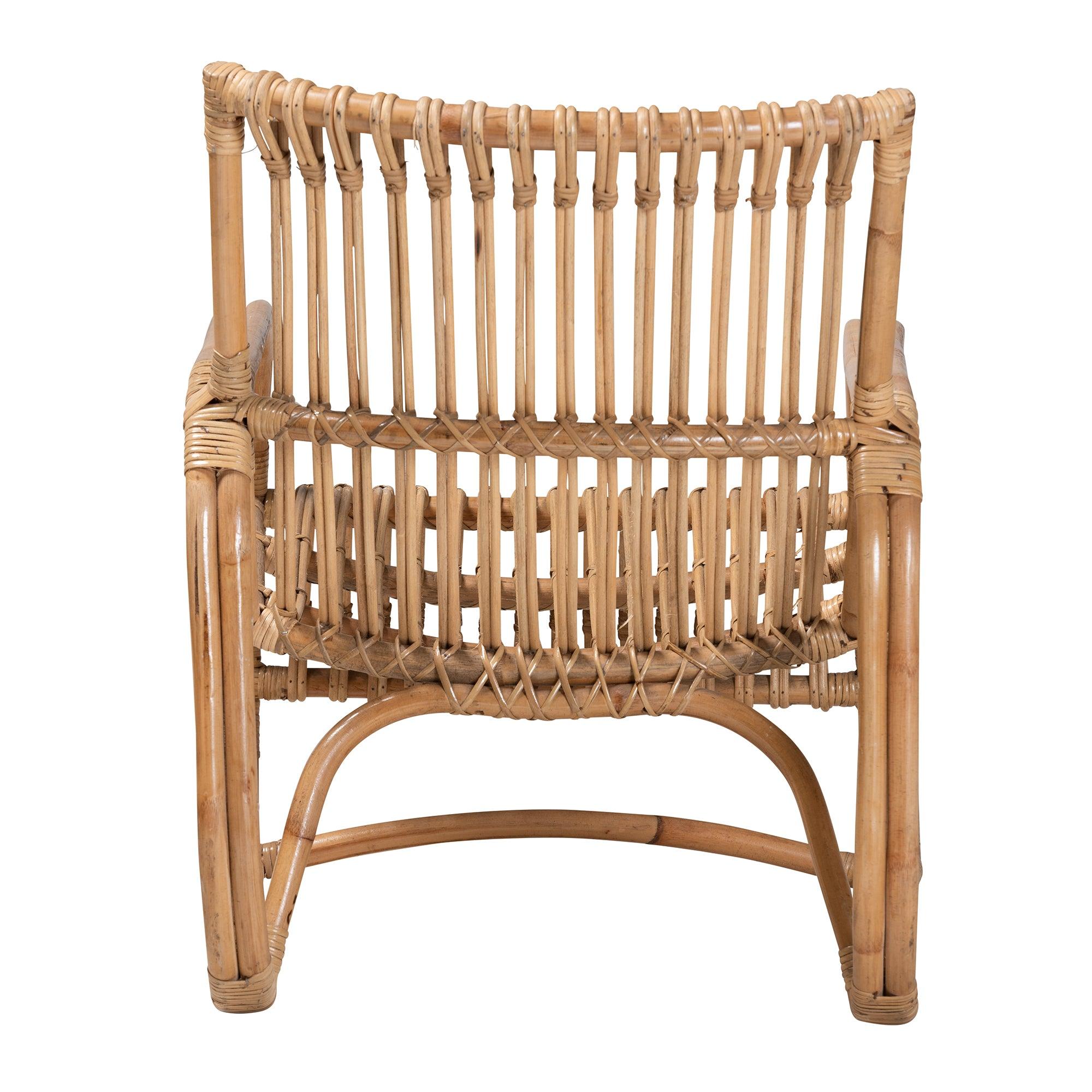 bali & pari Blanca Modern Bohemian Rattan Accent Chair