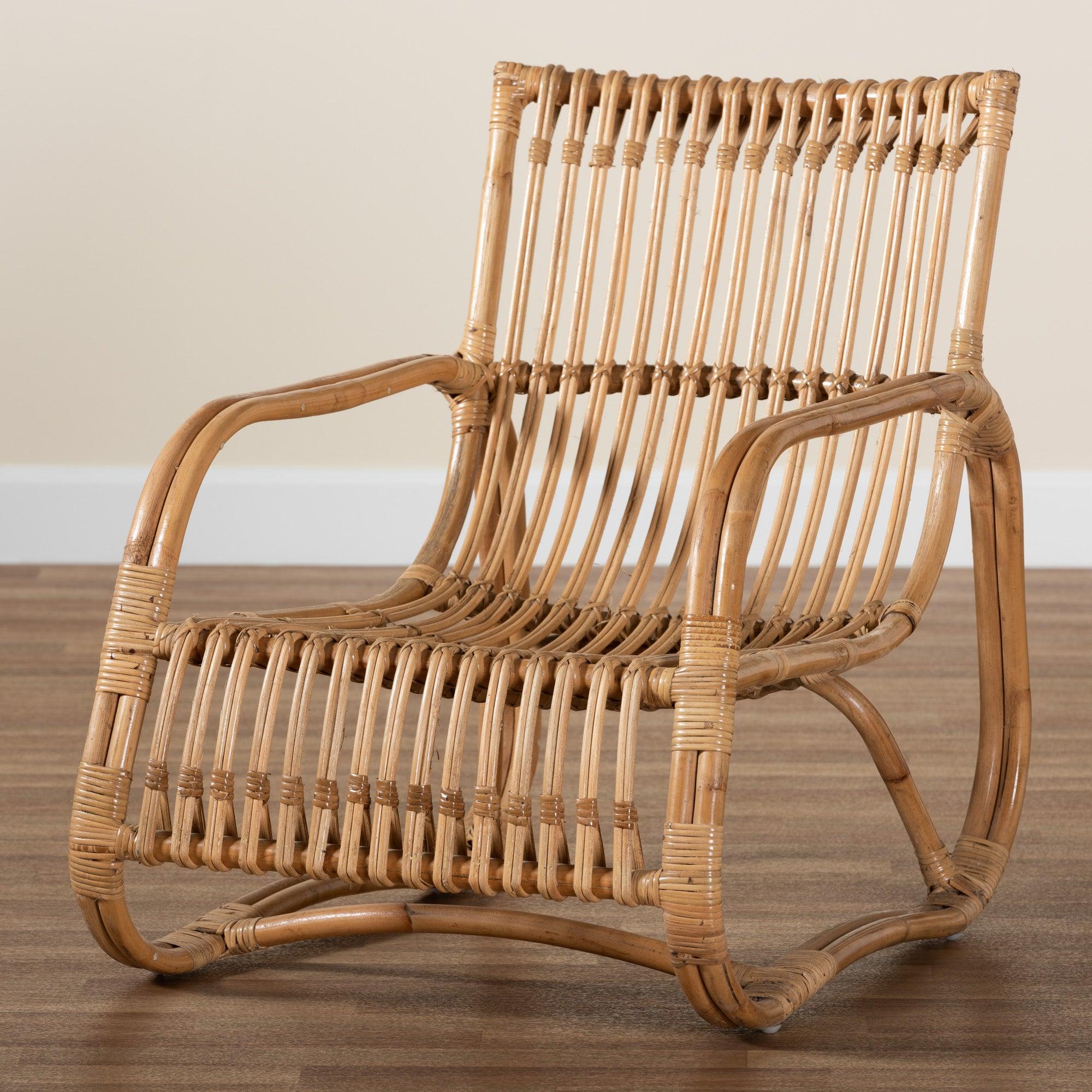 bali & pari Blanca Modern Bohemian Rattan Accent Chair