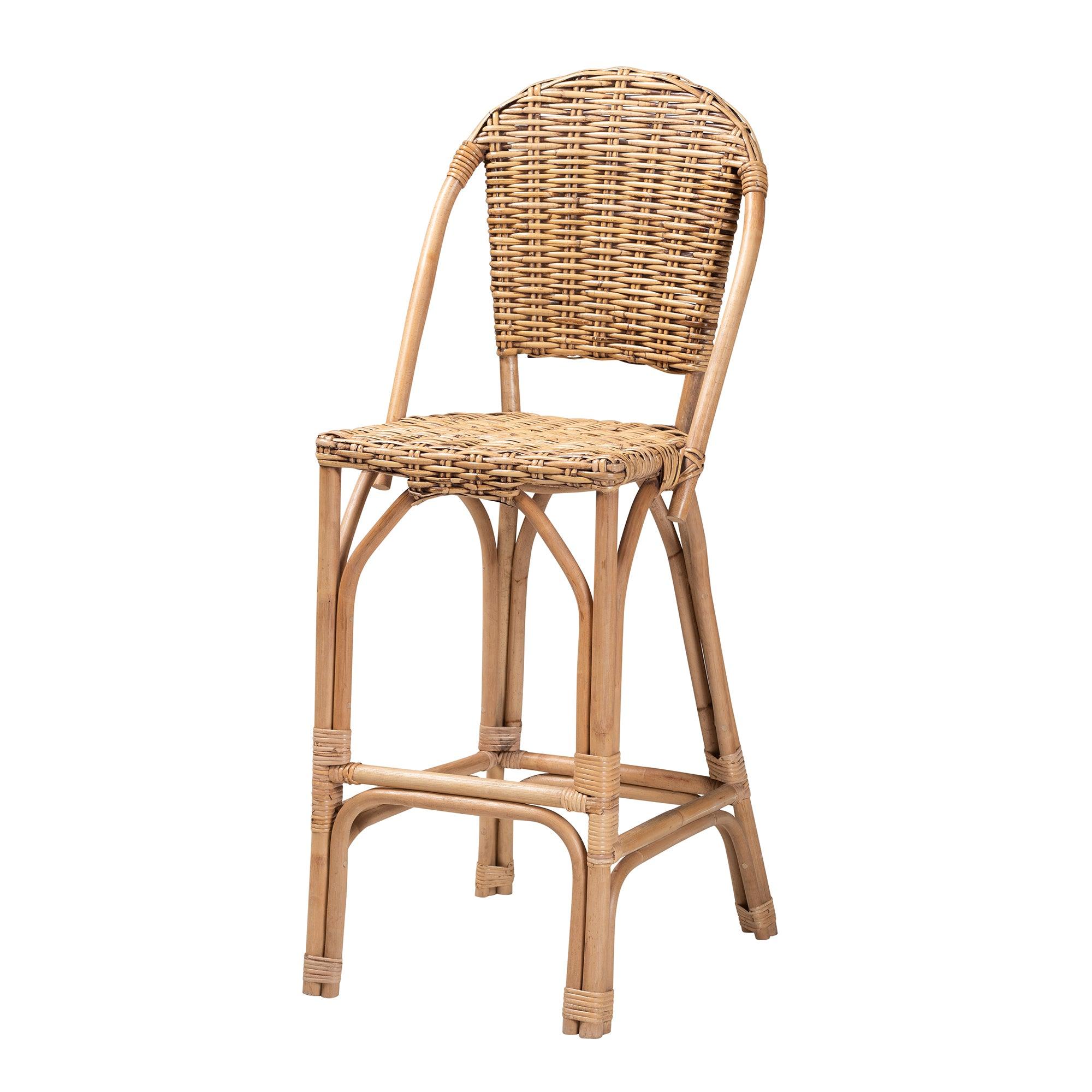 bali & pari Neola Modern Bohemian Rattan Bar Stool