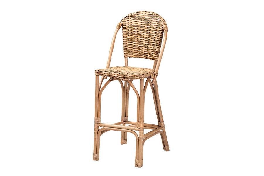 bali & pari Neola Modern Bohemian Rattan Bar Stool