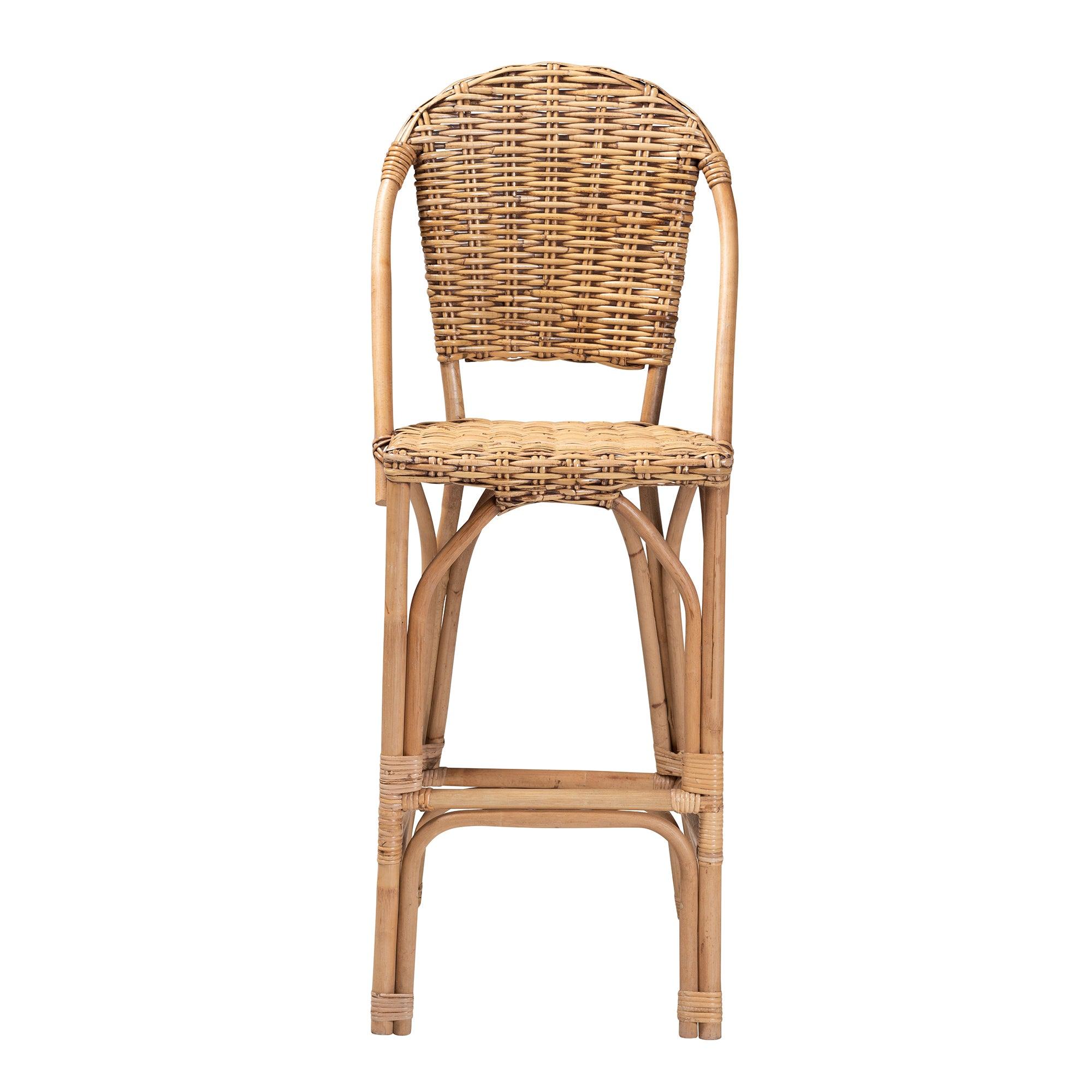 bali & pari Neola Modern Bohemian Rattan Bar Stool