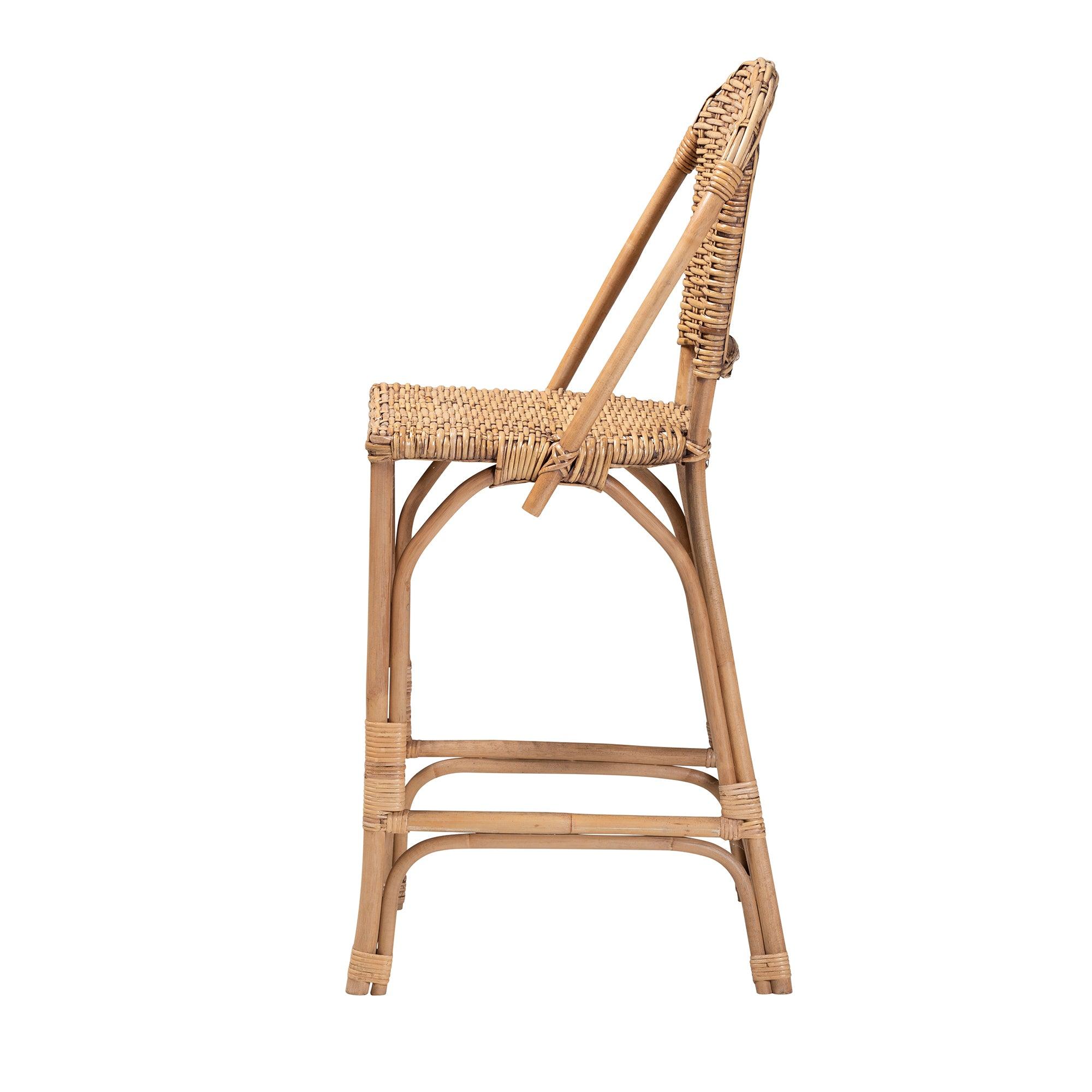 bali & pari Neola Modern Bohemian Rattan Bar Stool