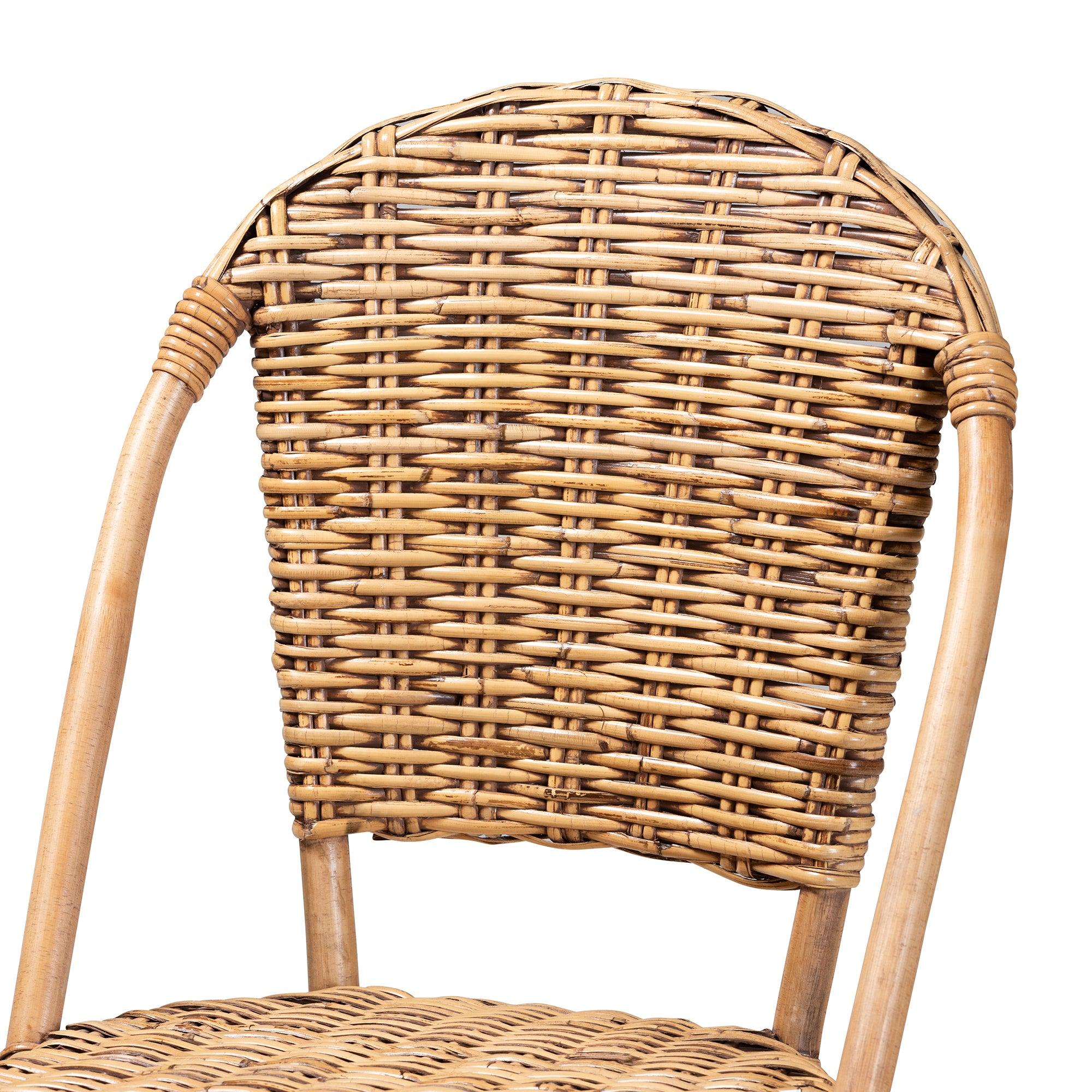 bali & pari Neola Modern Bohemian Rattan Bar Stool