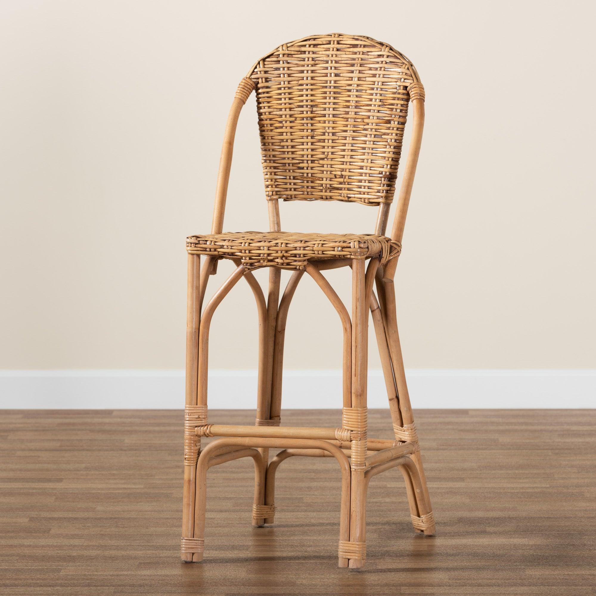 bali & pari Neola Modern Bohemian Rattan Bar Stool