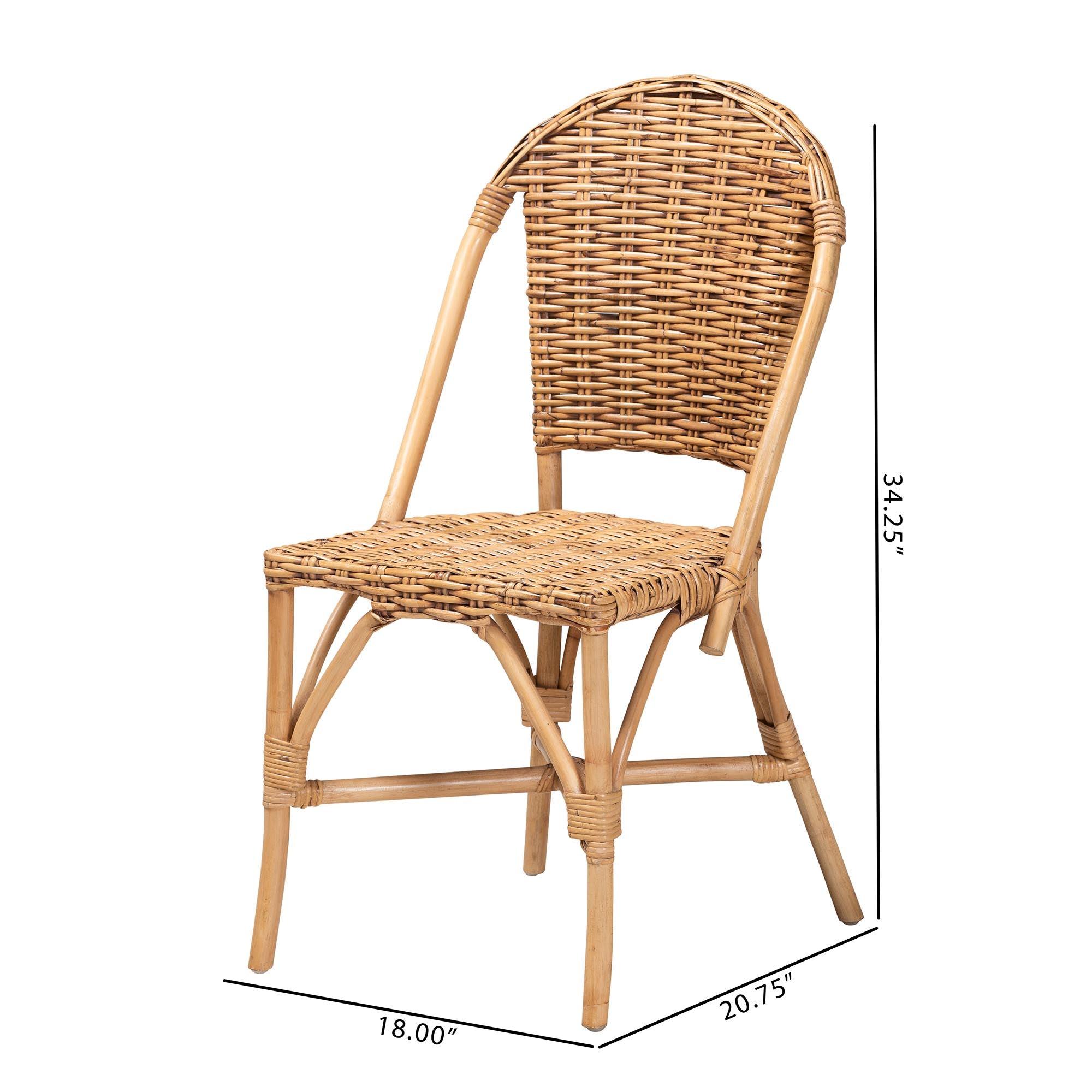 bali & pari Neola Modern Bohemian Rattan Dining Chair