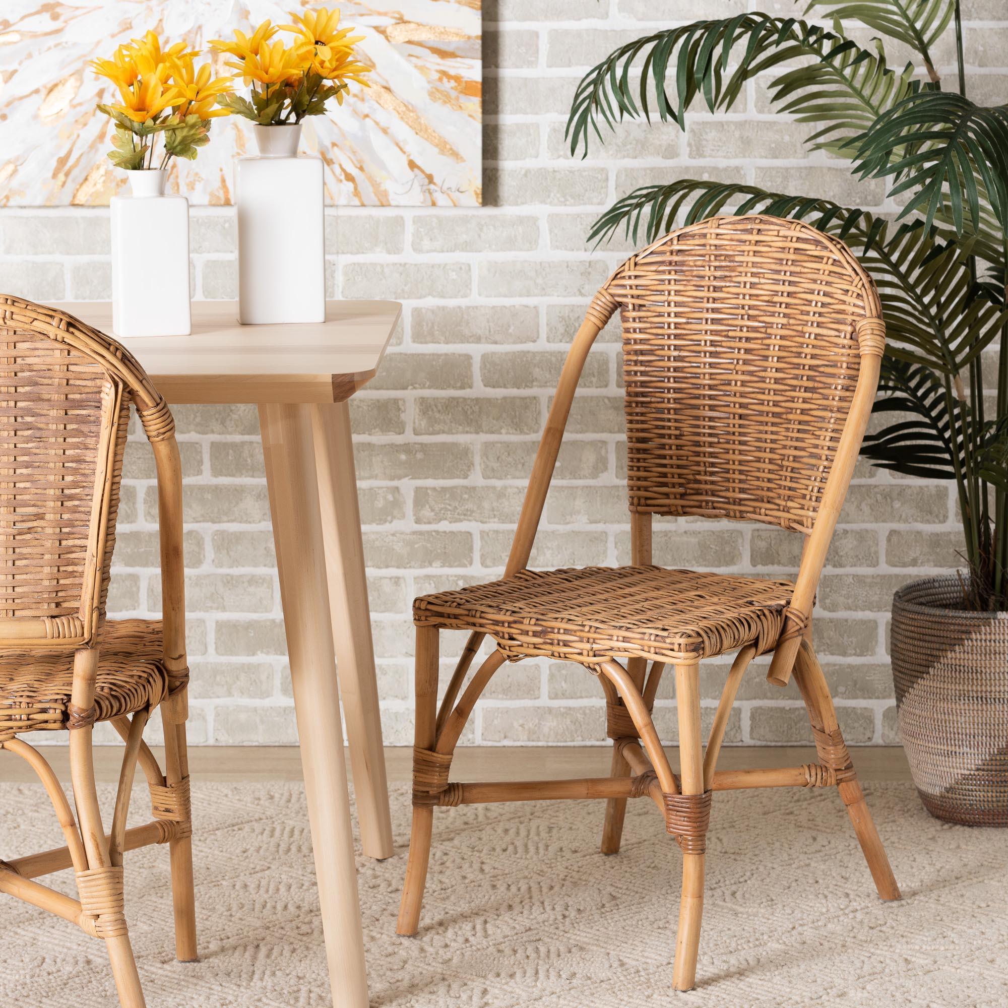 bali & pari Neola Modern Bohemian Rattan Dining Chair