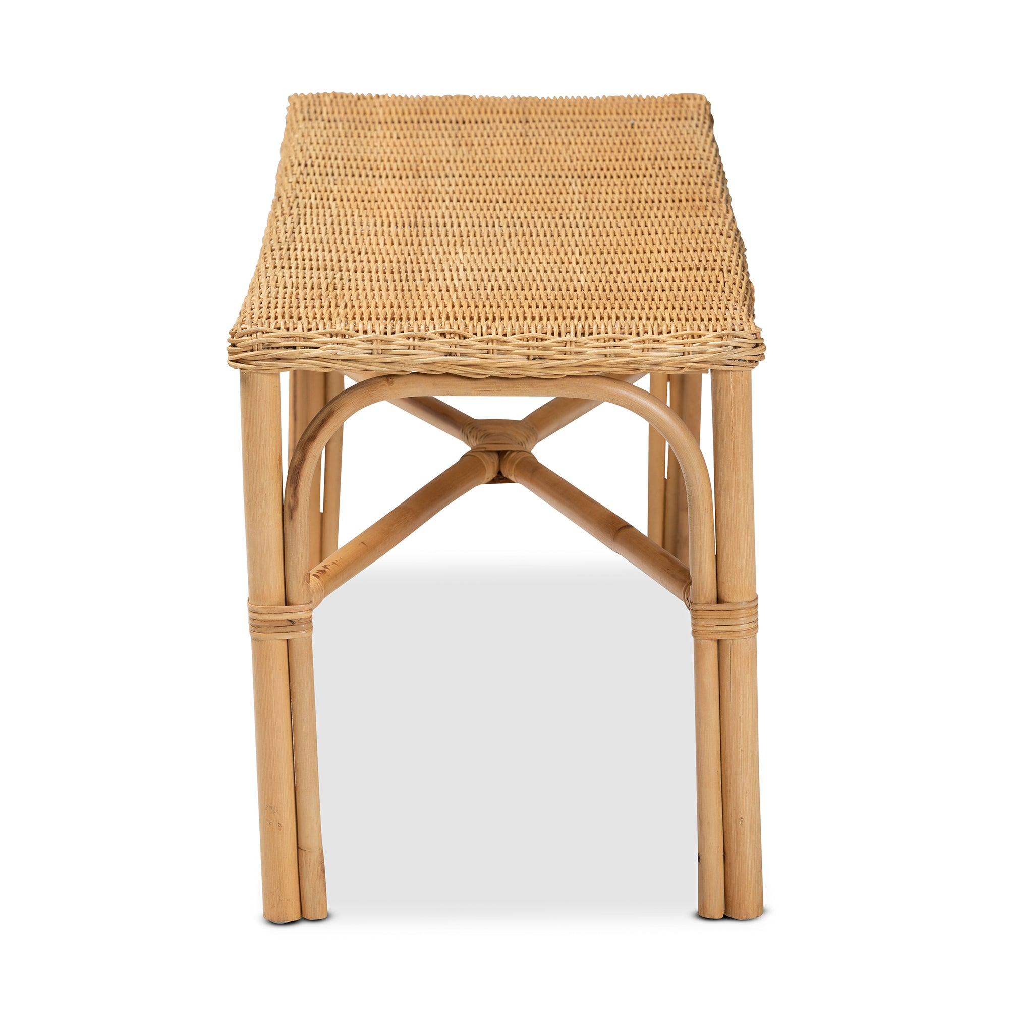 bali & pari Cacaban Modern Bohemian Rattan Accent Bench