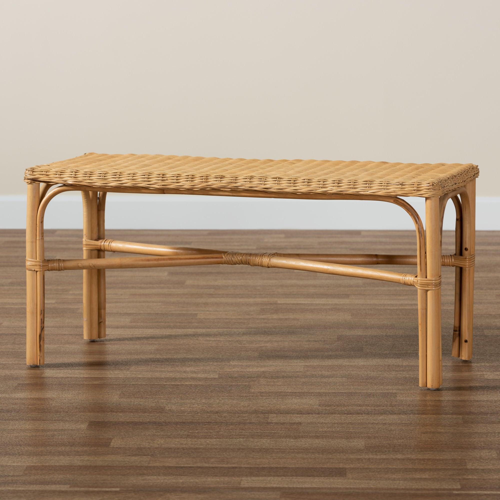 bali & pari Cacaban Modern Bohemian Rattan Accent Bench