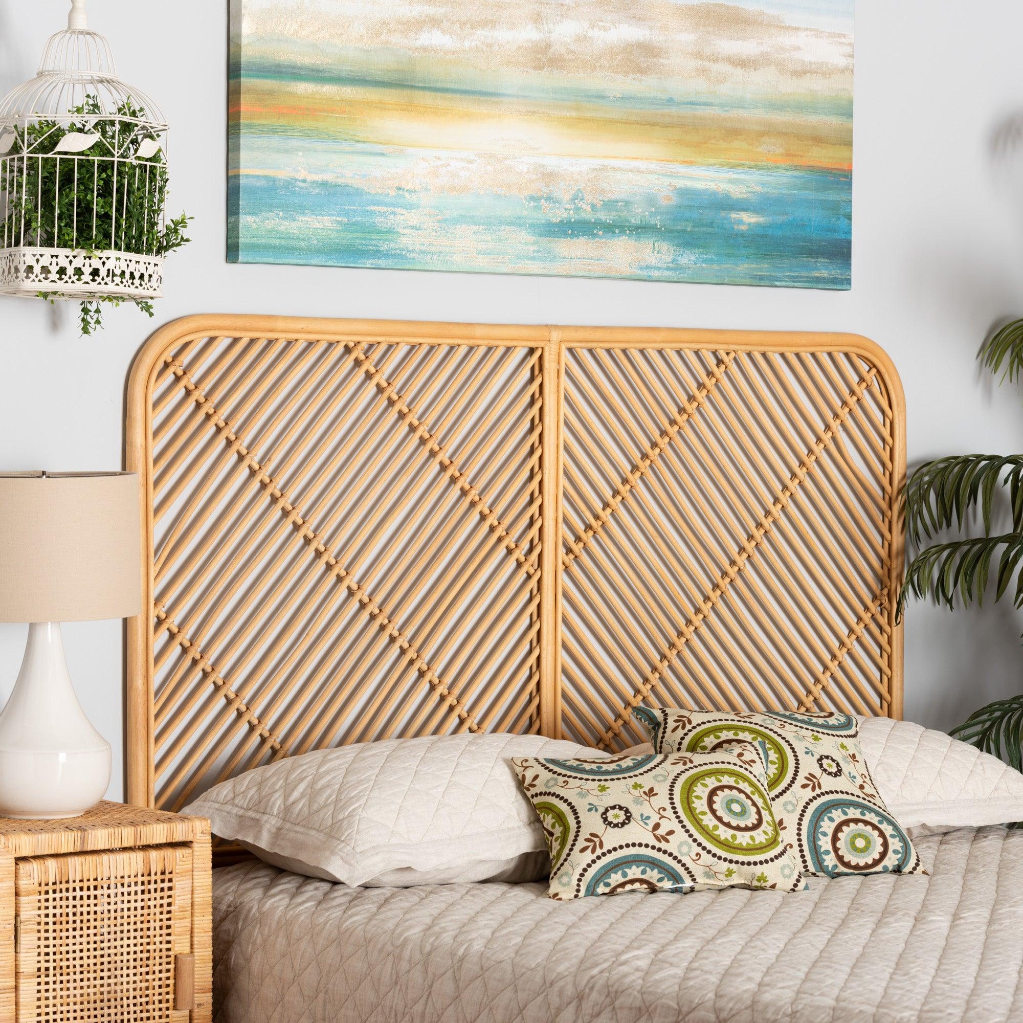 bali & pari Sakina Modern Bohemian Rattan Wall-mount Headboard