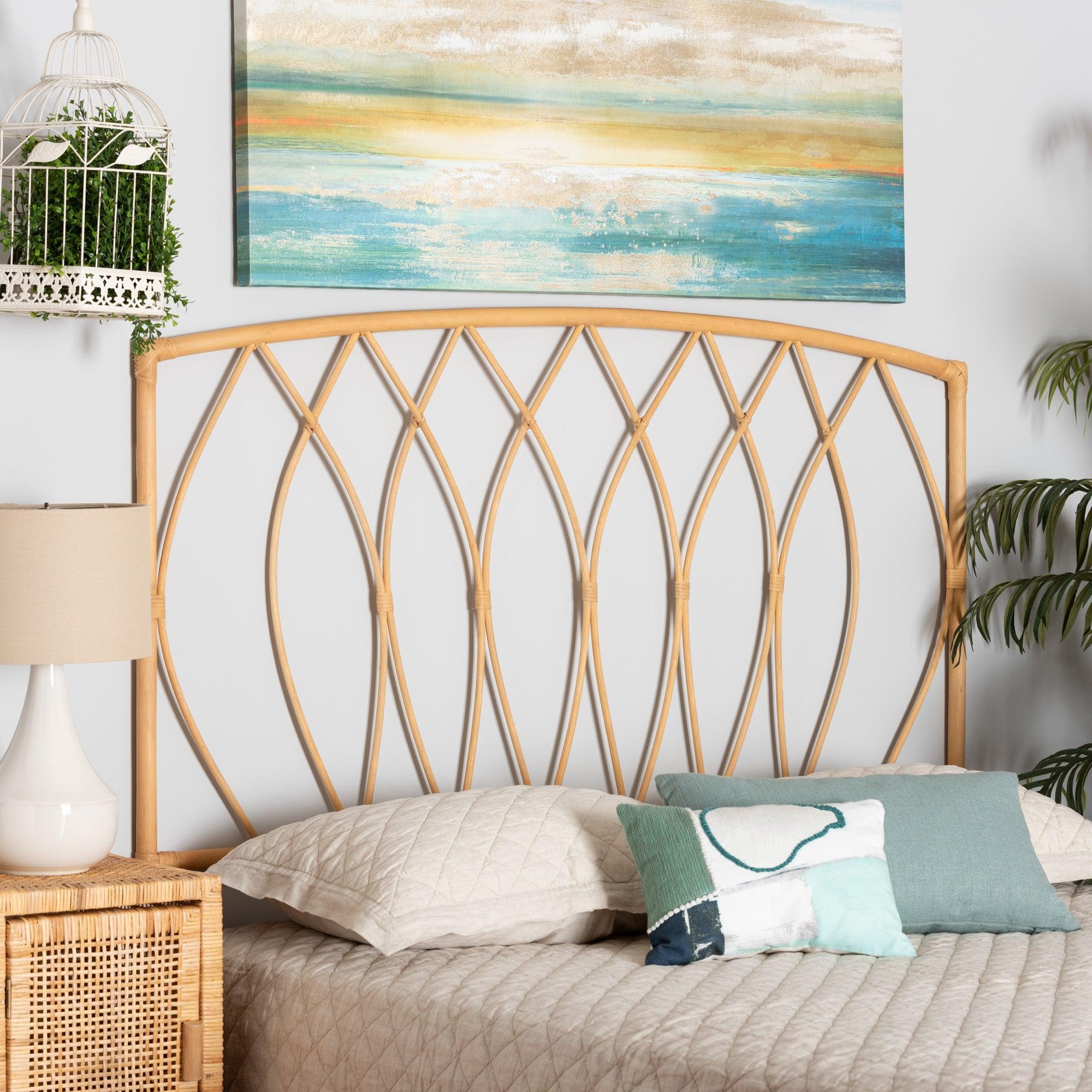 bali & pari Halia Modern Bohemian Rattan Wall-mount Headboard