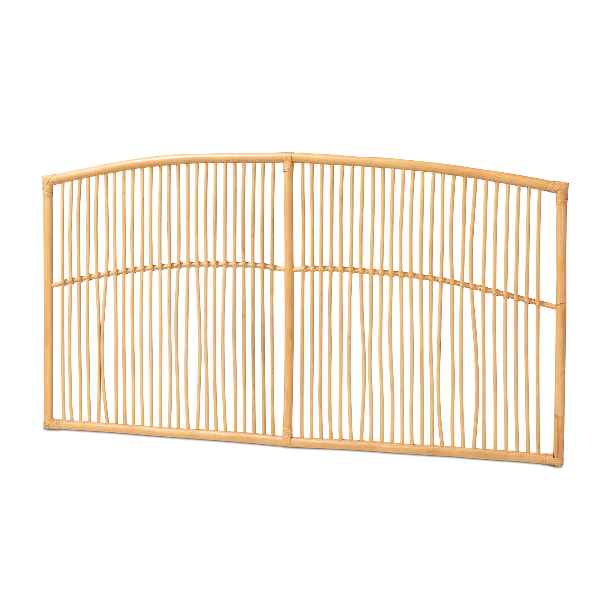 bali & pari Malvina Modern Bohemian Rattan Wall-mount Headboard