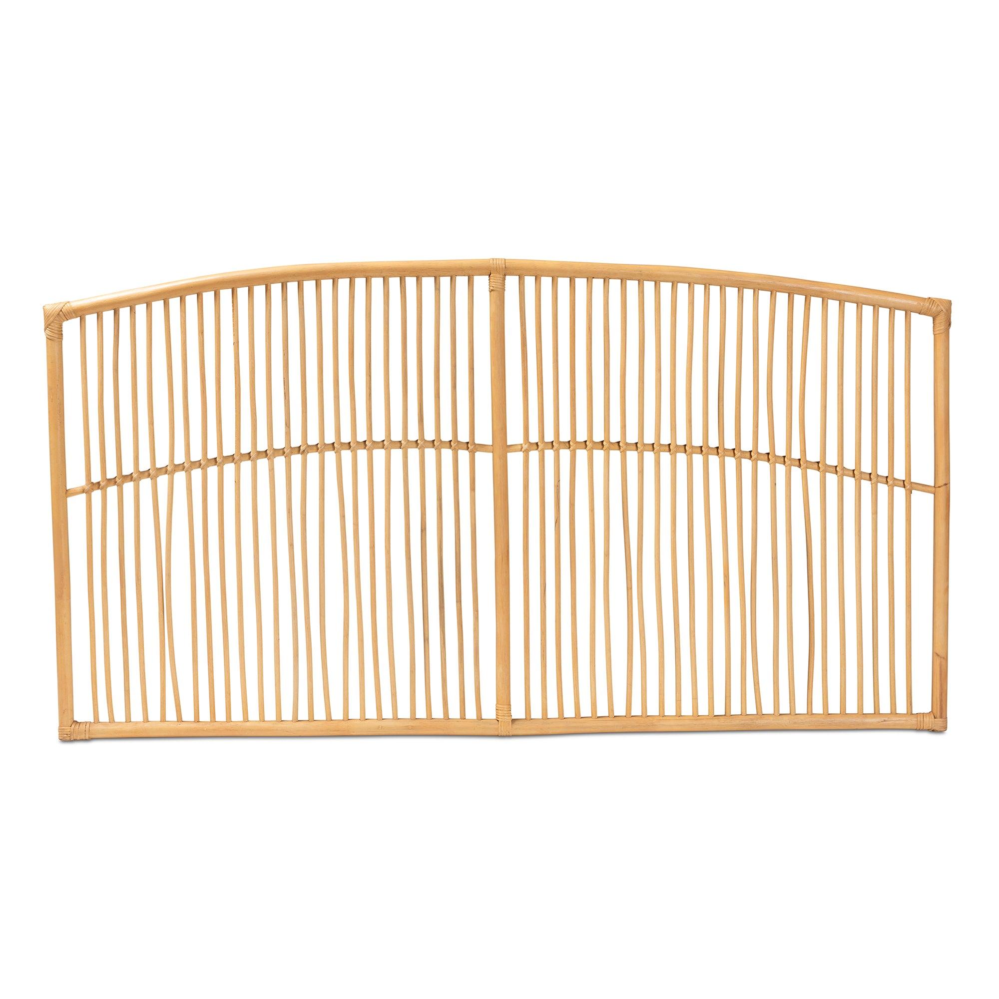 bali & pari Malvina Modern Bohemian Rattan Wall-mount Headboard