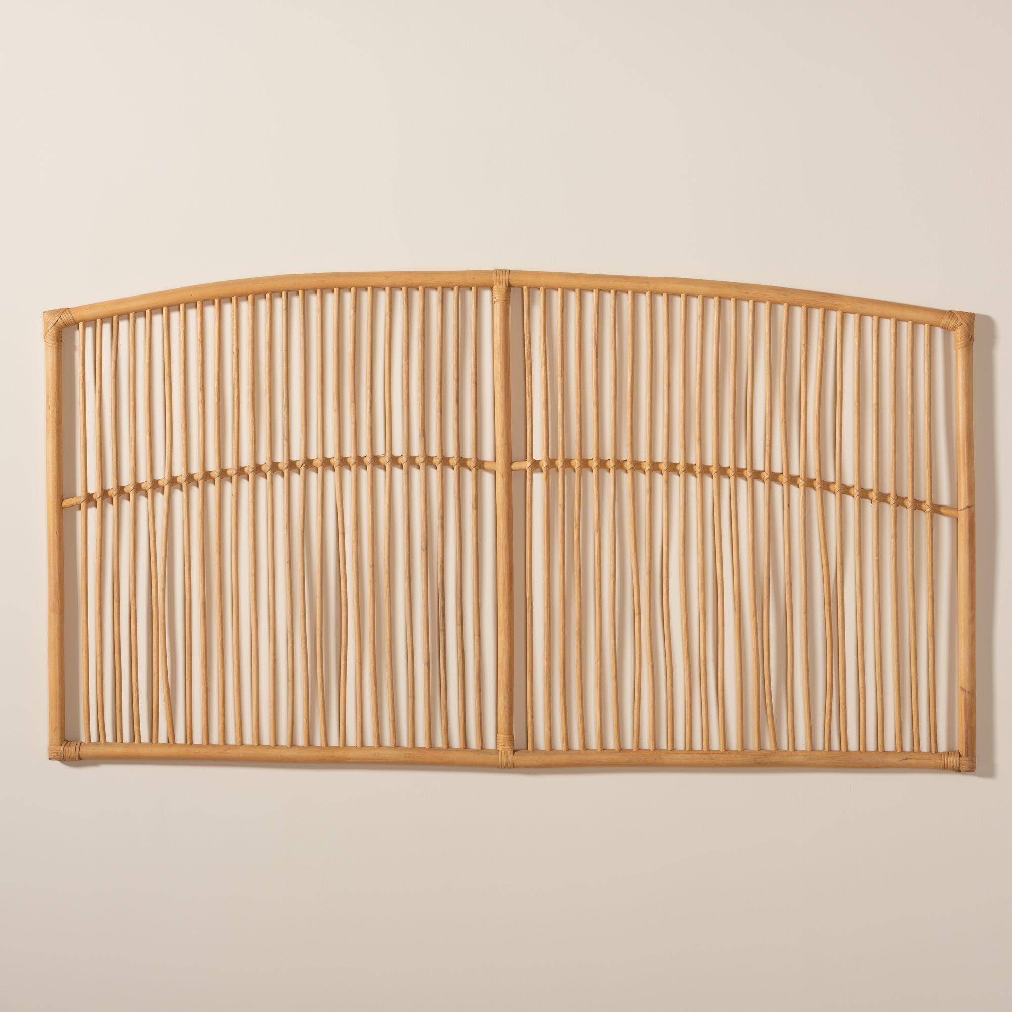 bali & pari Malvina Modern Bohemian Rattan Wall-mount Headboard