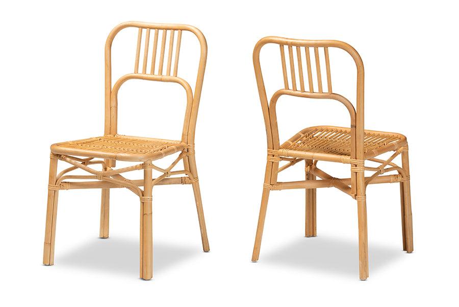 bali & pari Ivora Modern Bohemian Rattan 2-Piece Dining Chair Set