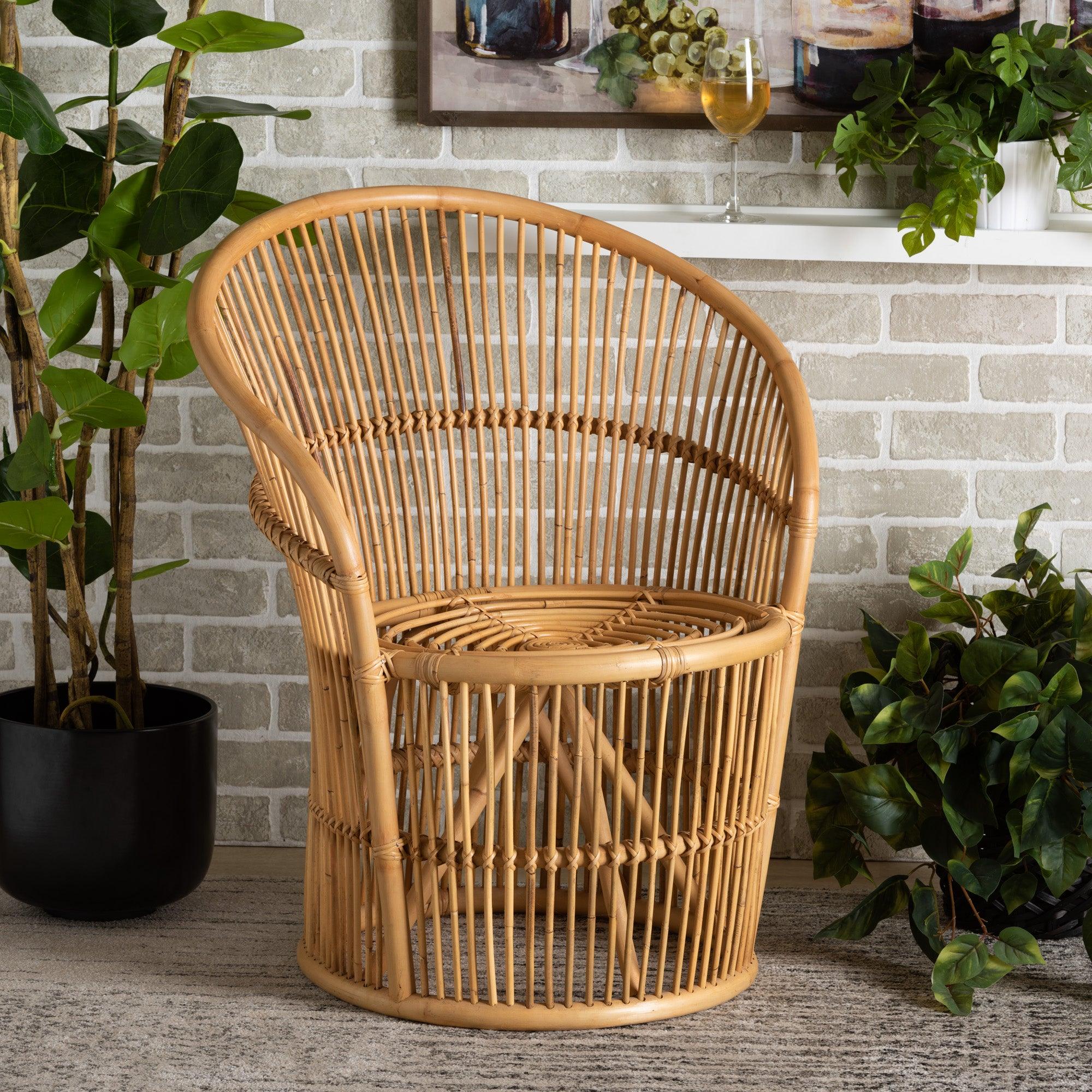 bali & pari Narva Modern Bohemian Rattan Accent Chair