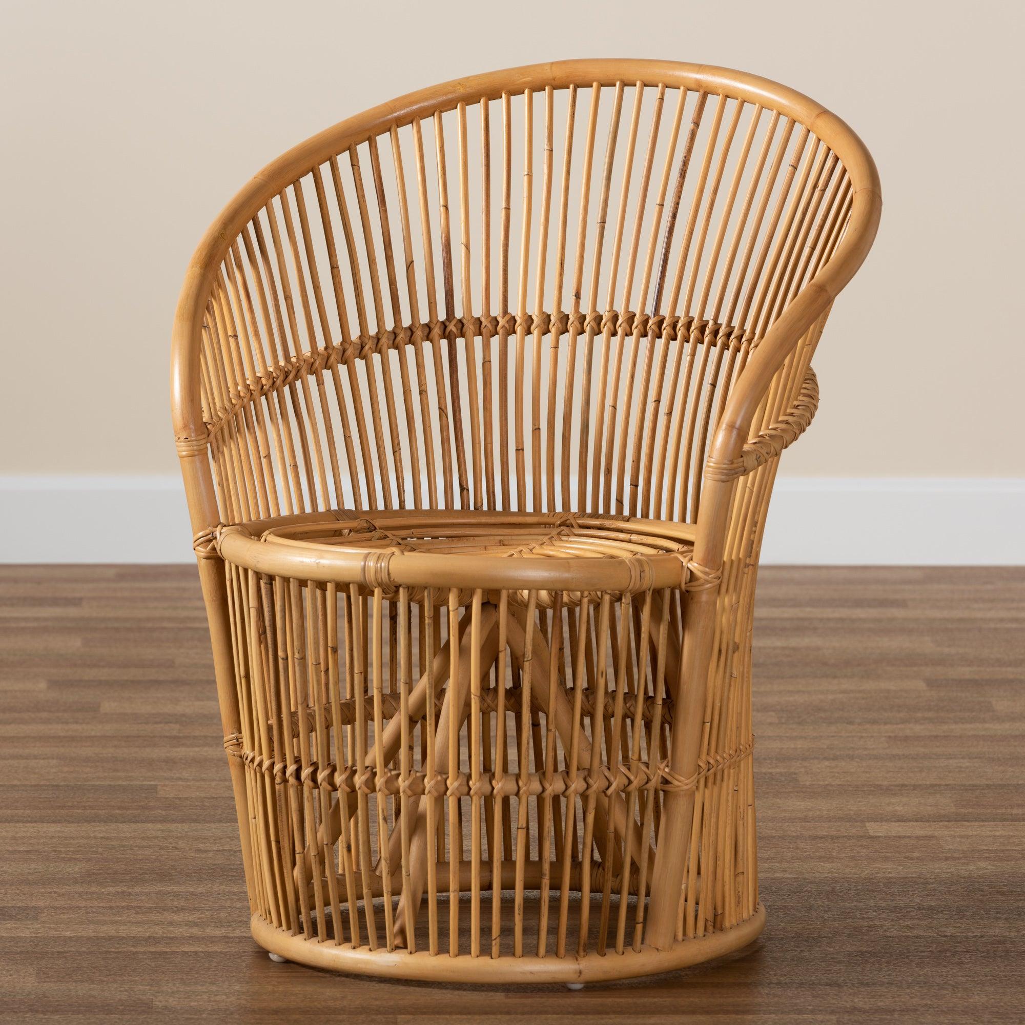 bali & pari Narva Modern Bohemian Rattan Accent Chair