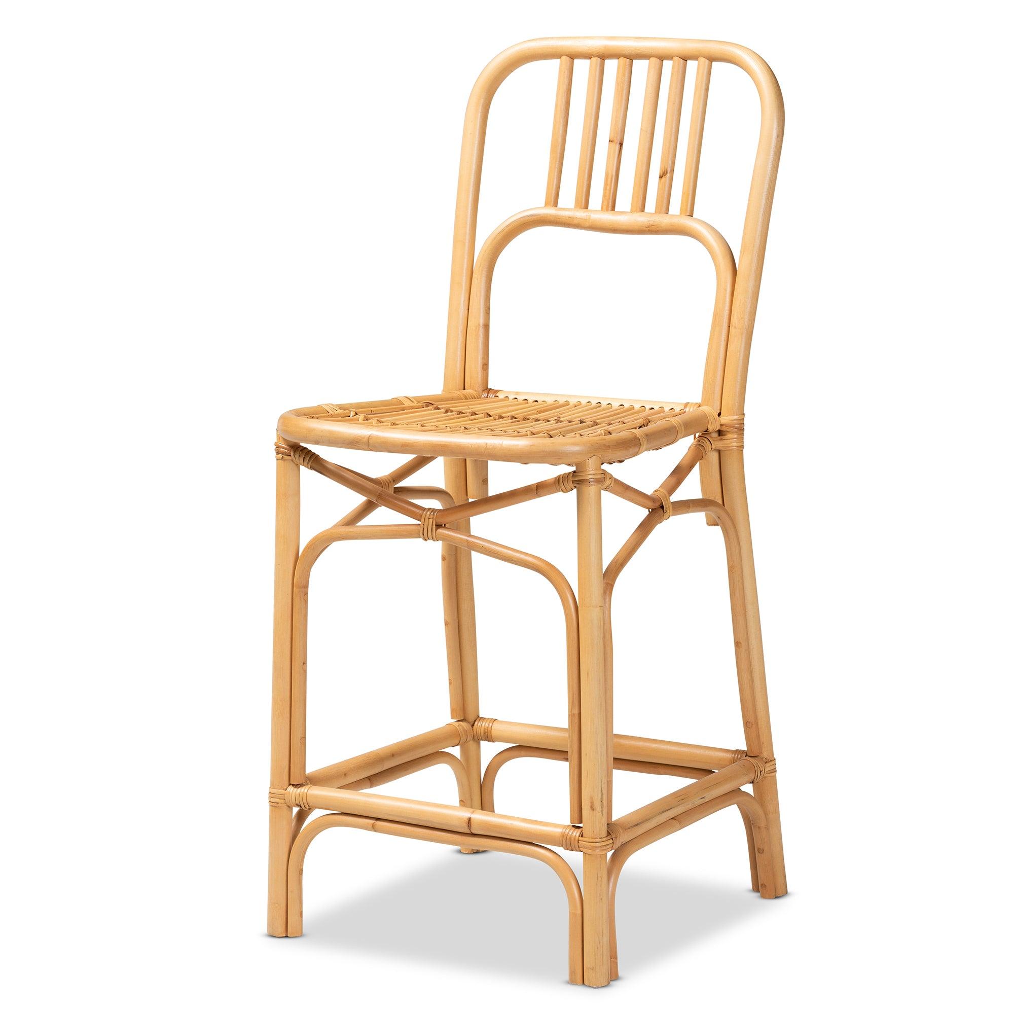 bali & pari Ivora Modern Bohemian Rattan Counter Stool