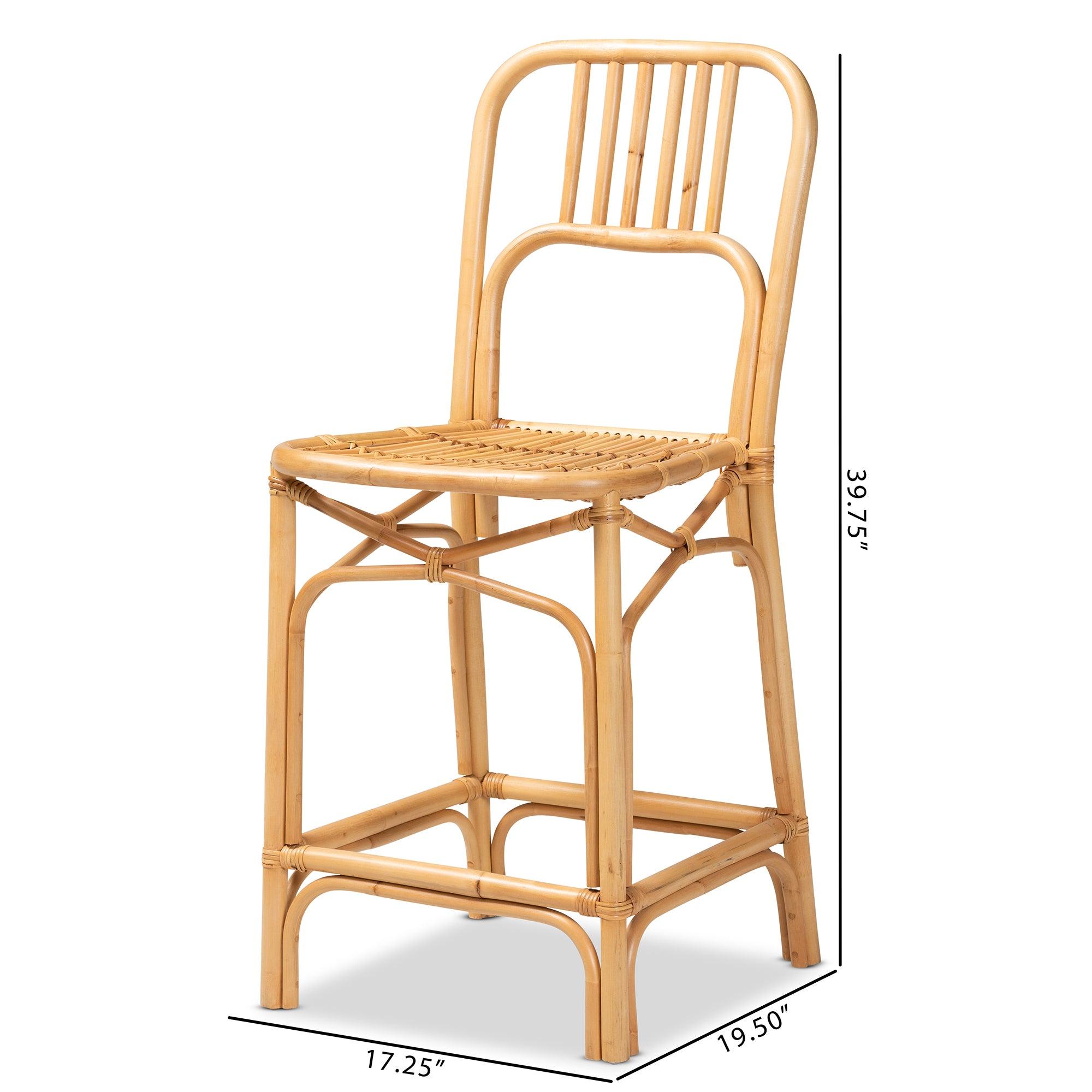 bali & pari Ivora Modern Bohemian Rattan Counter Stool