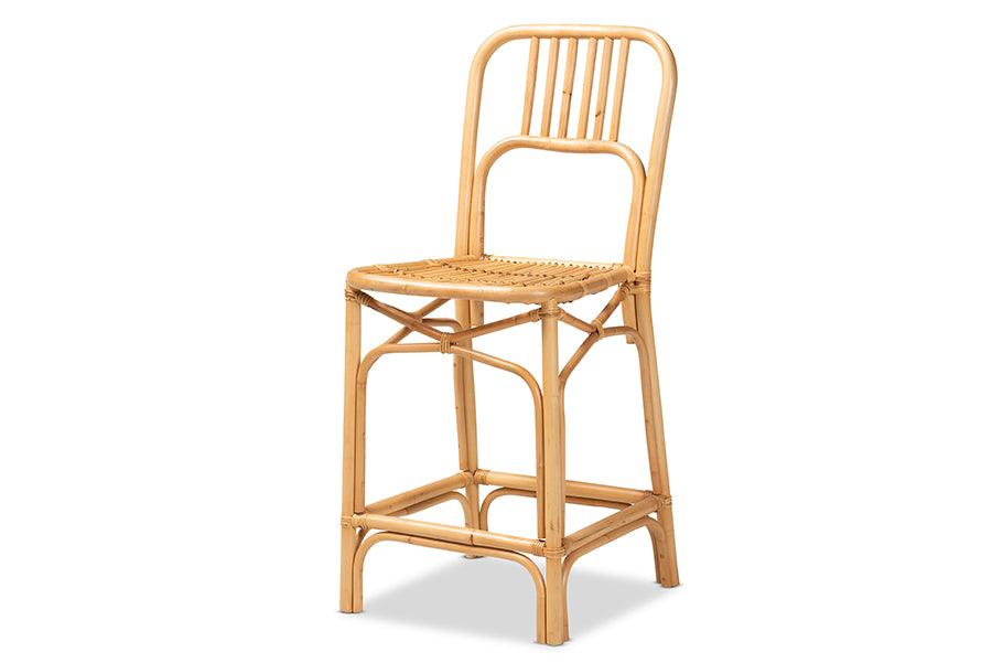 bali & pari Ivora Modern Bohemian Rattan Counter Stool