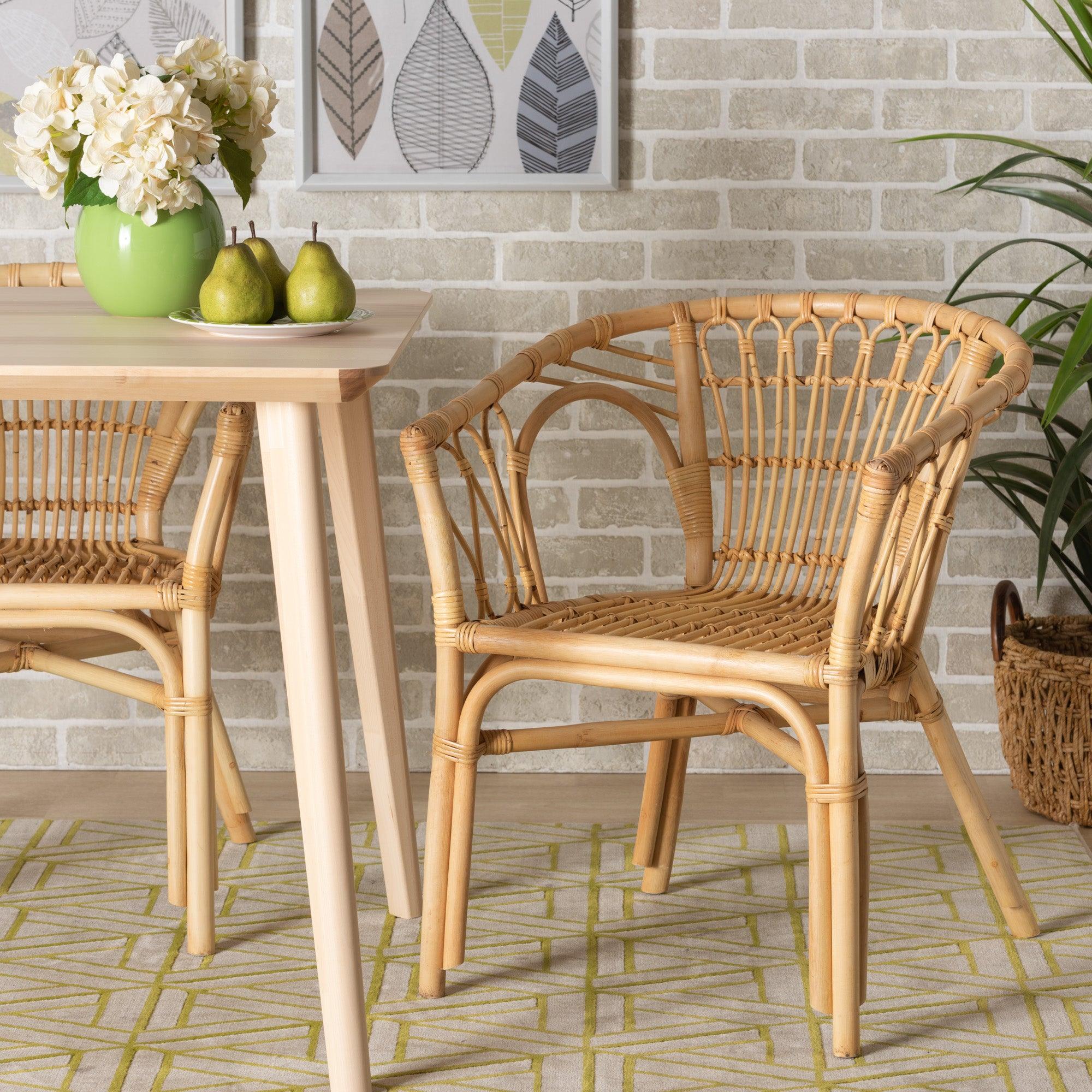 bali & pari Kaka Modern Bohemian Rattan Dining Chair