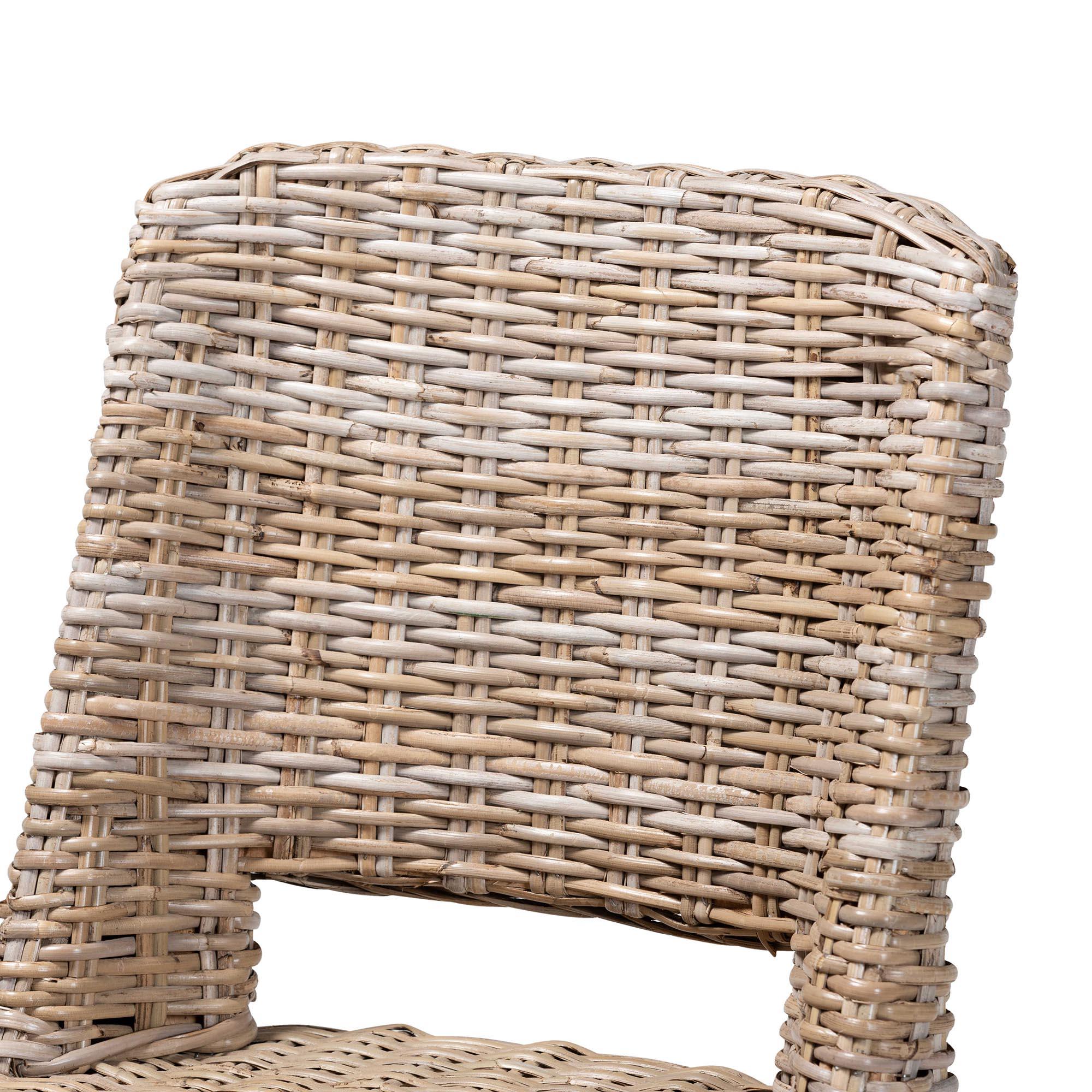 bali & pari Magy Modern Bohemian Rattan and Finished Wood Dining Chair