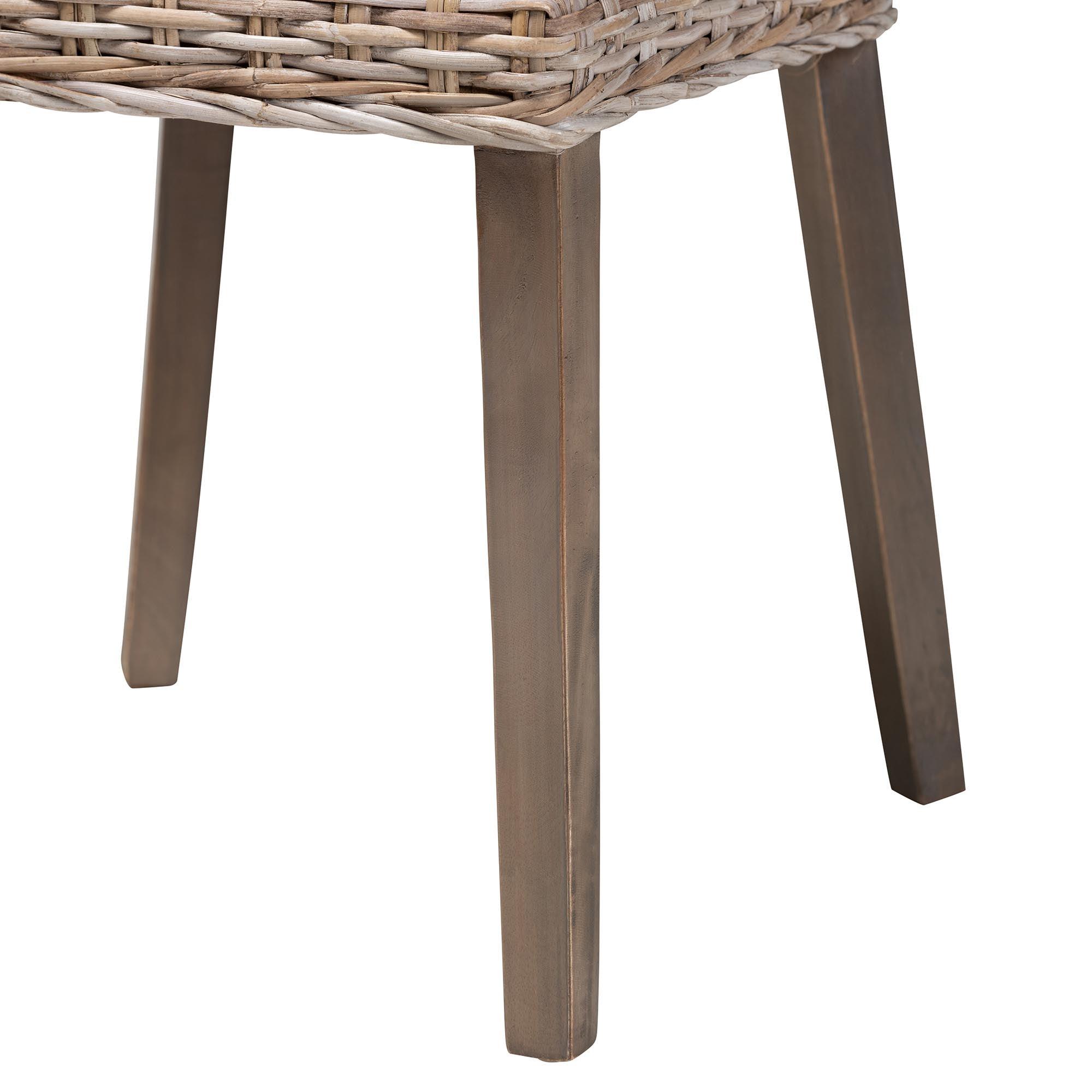 bali & pari Magy Modern Bohemian Rattan and Finished Wood Dining Chair