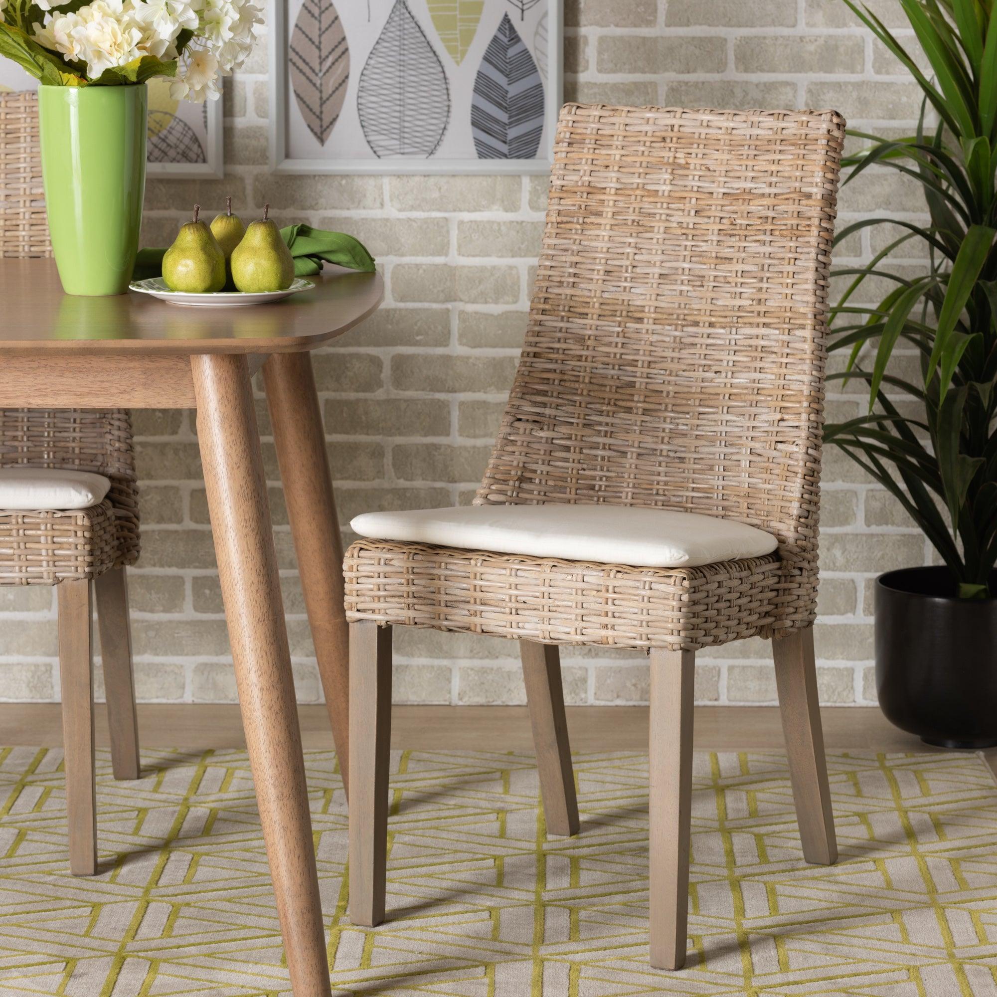 bali & pari Toby Modern Bohemian Rattan 2-Piece Dining Chair Set