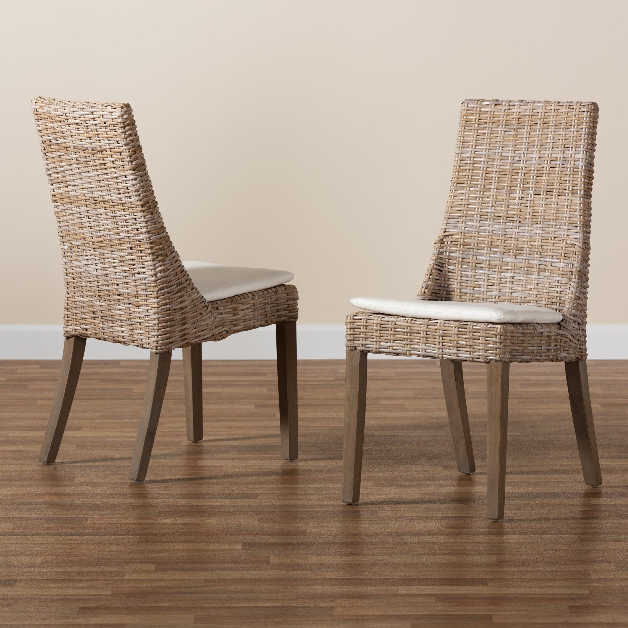 bali & pari Toby Modern Bohemian Rattan 2-Piece Dining Chair Set