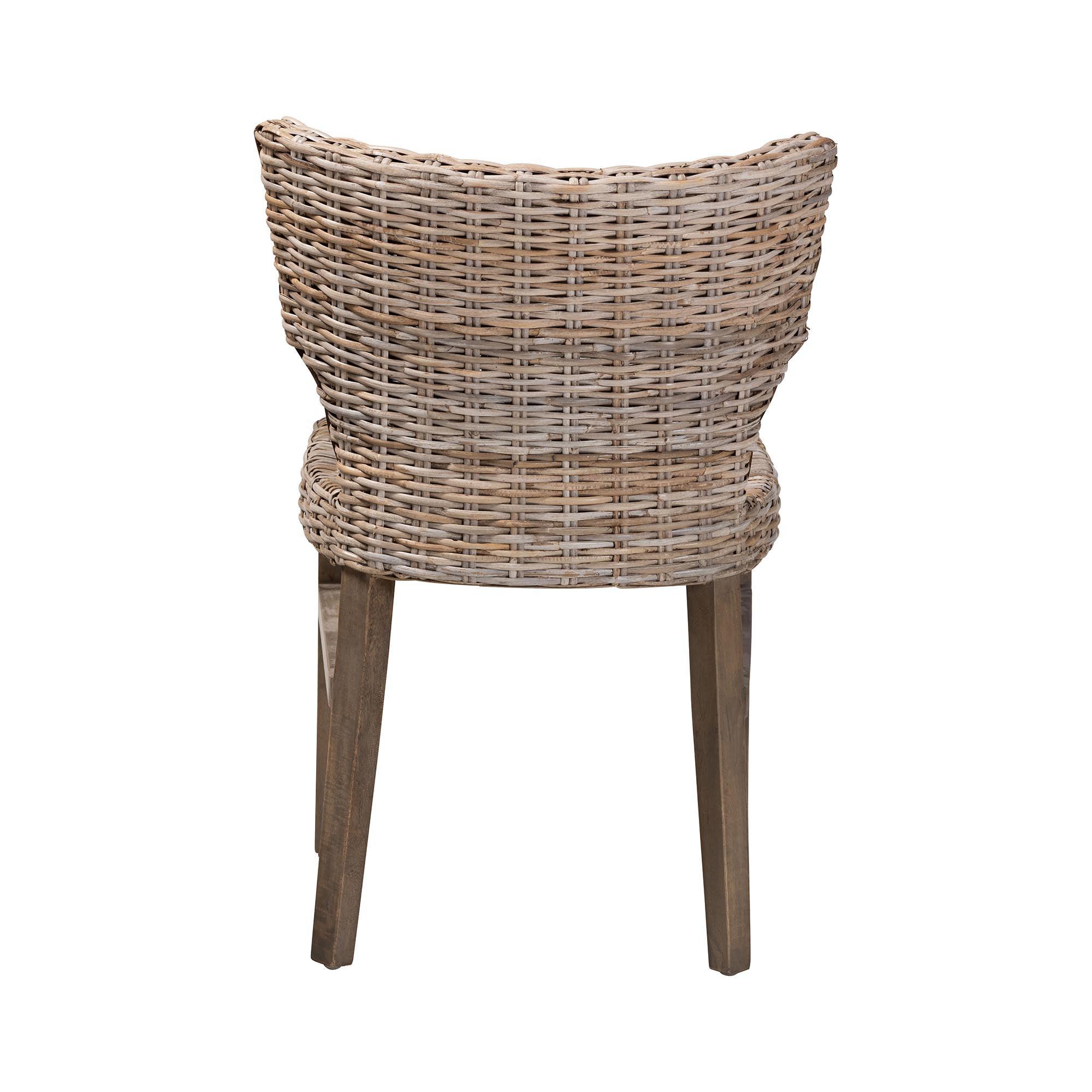 bali & pari Enver Modern Bohemian Rattan and Wood Dining Chair