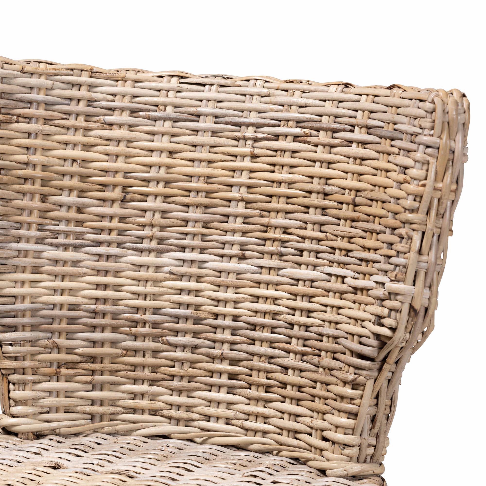 bali & pari Enver Modern Bohemian Rattan and Wood Dining Chair