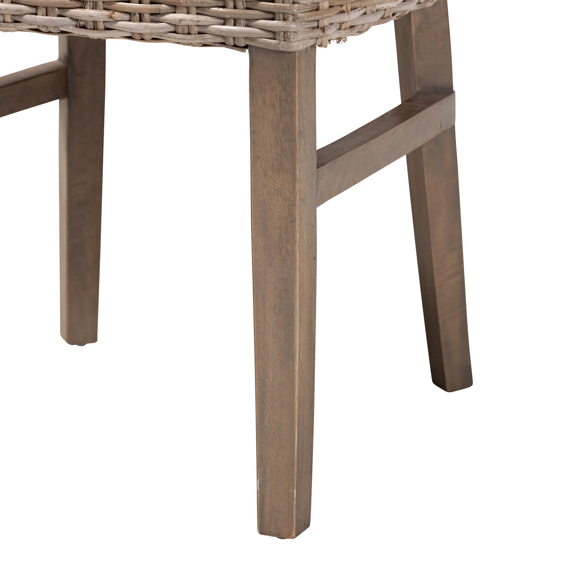 bali & pari Enver Modern Bohemian Rattan and Wood Dining Chair