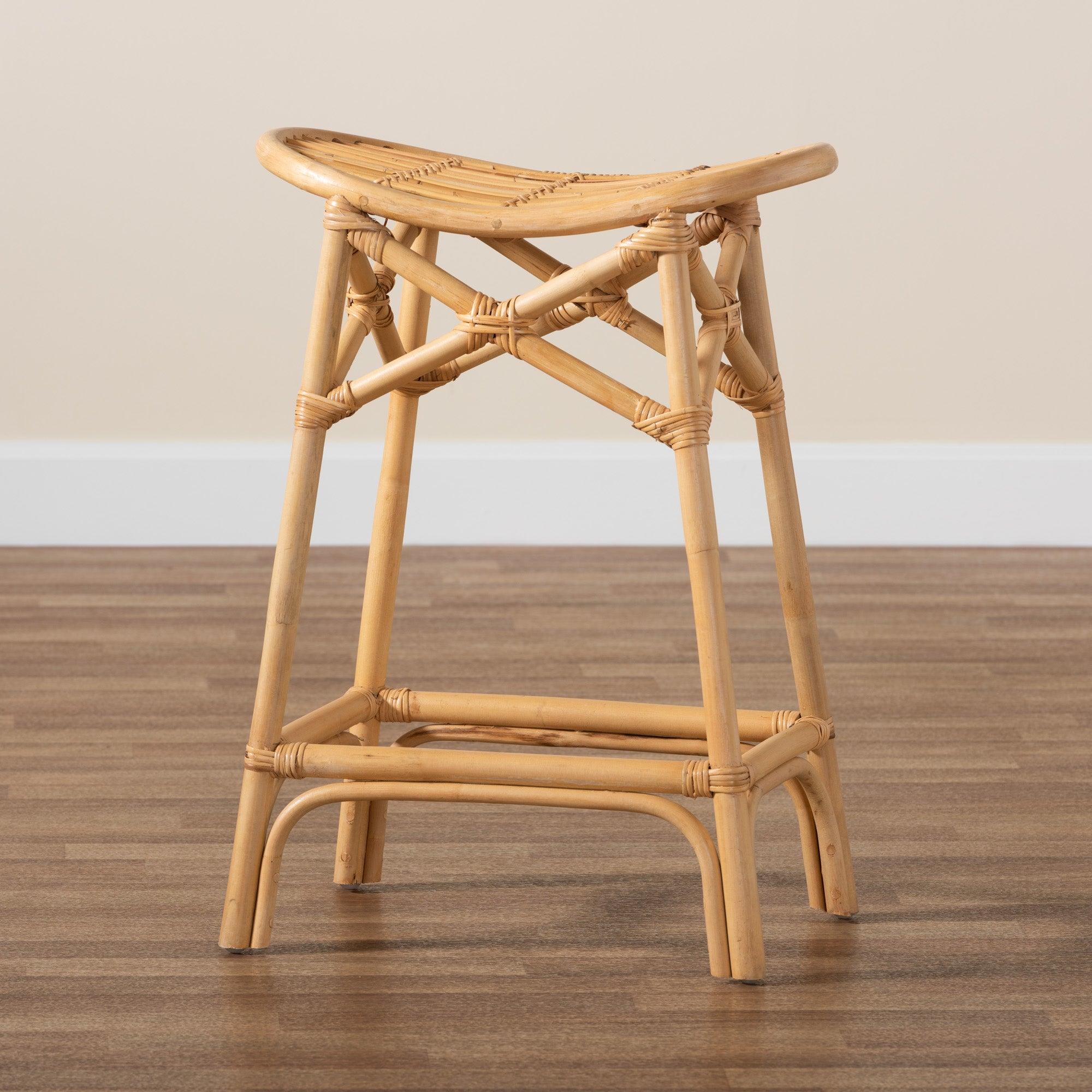 bali & pari Elgon Modern Bohemian Rattan Counter Stool