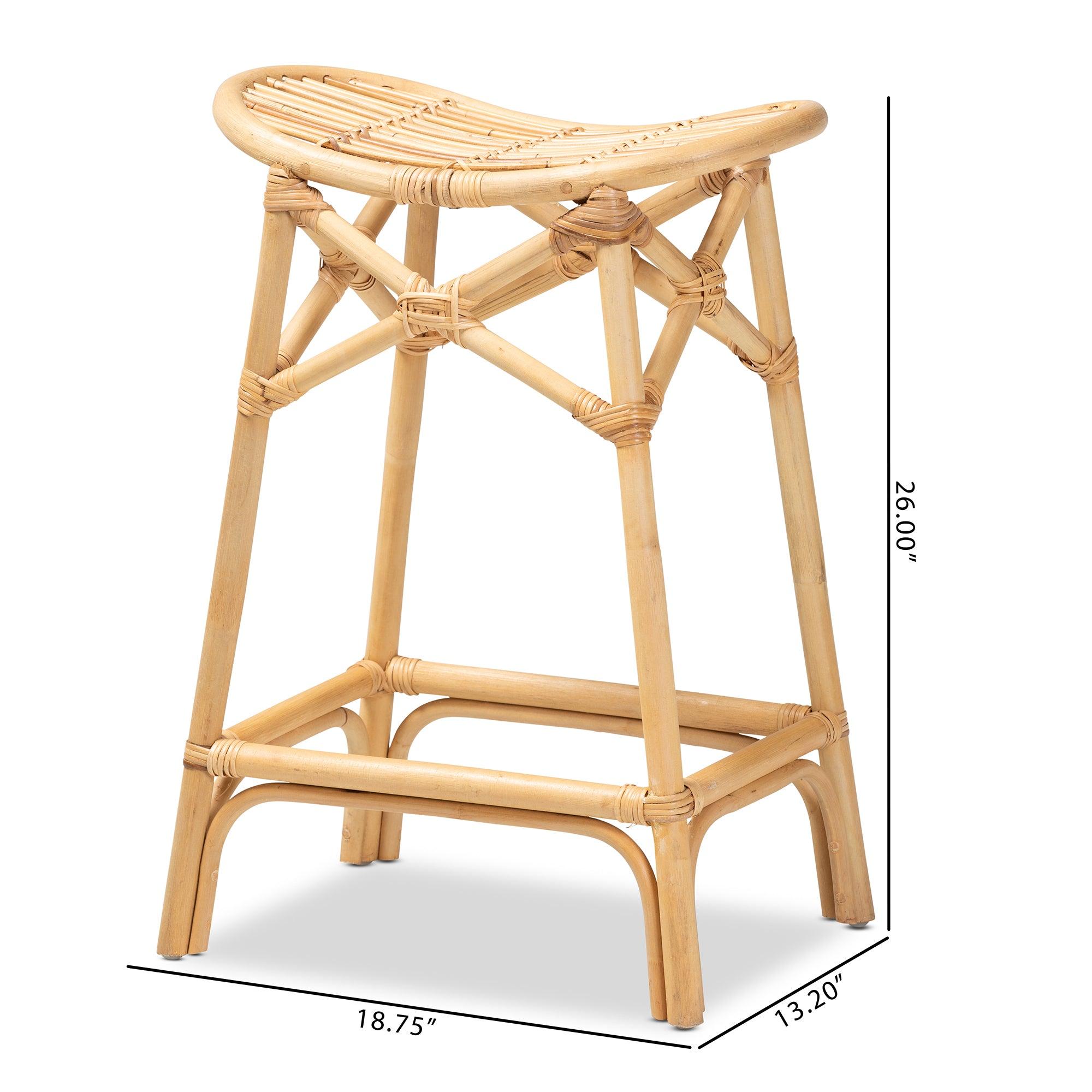 bali & pari Elgon Modern Bohemian Rattan Counter Stool