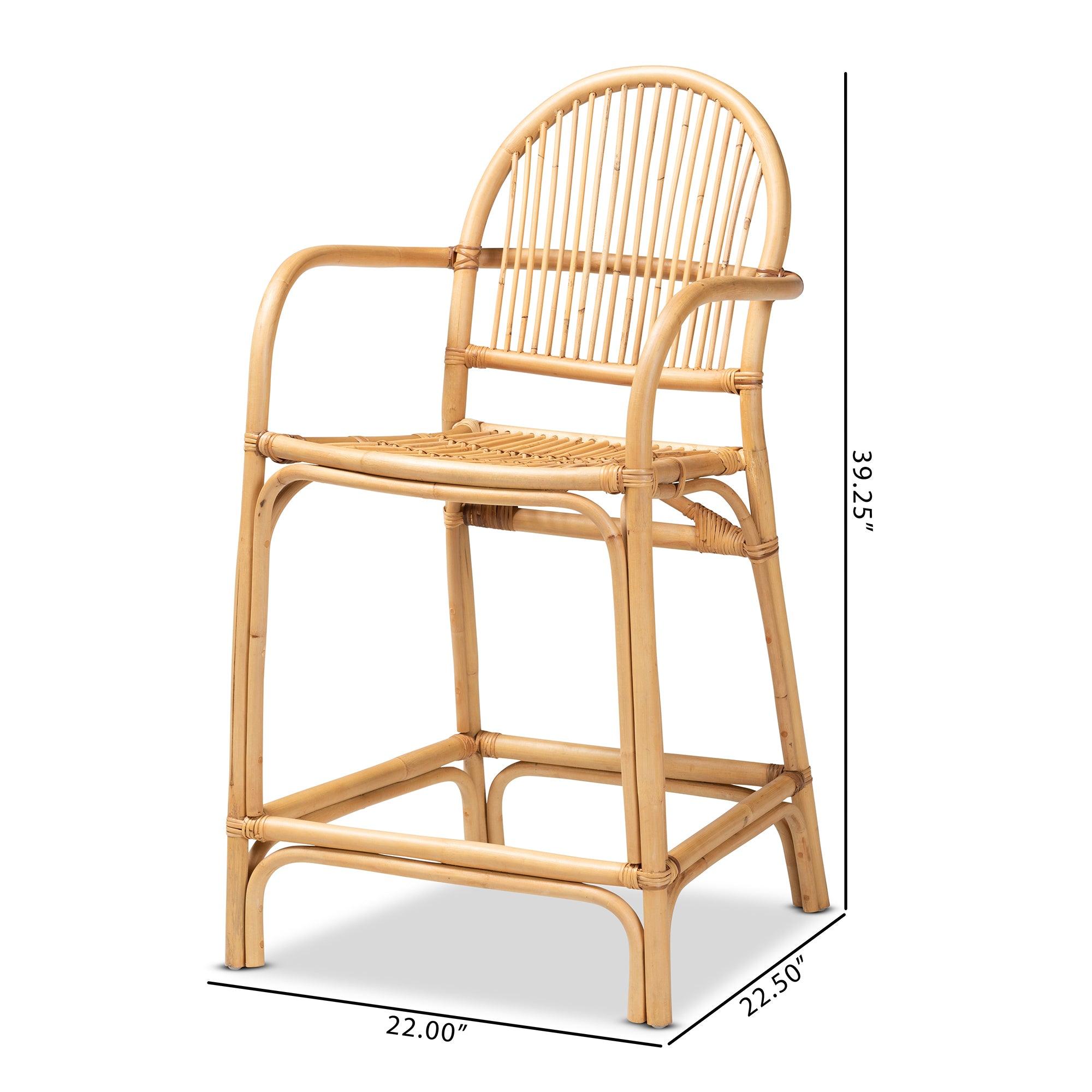 bali & pari Tugera Modern Bohemian Rattan Counter Stool