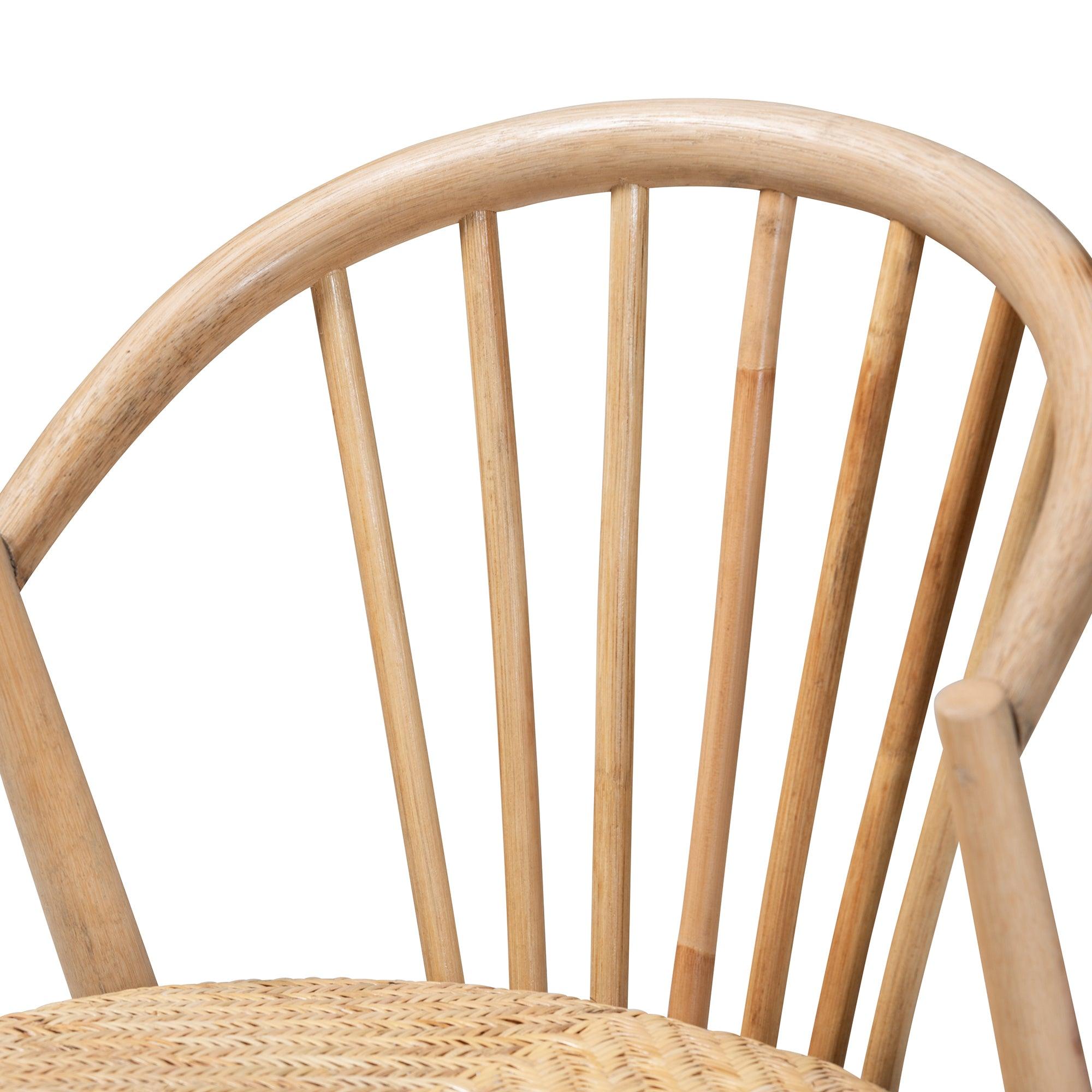 bali & pari Kobe Mid-Century Modern Finished Wood and Rattan Dining Chair