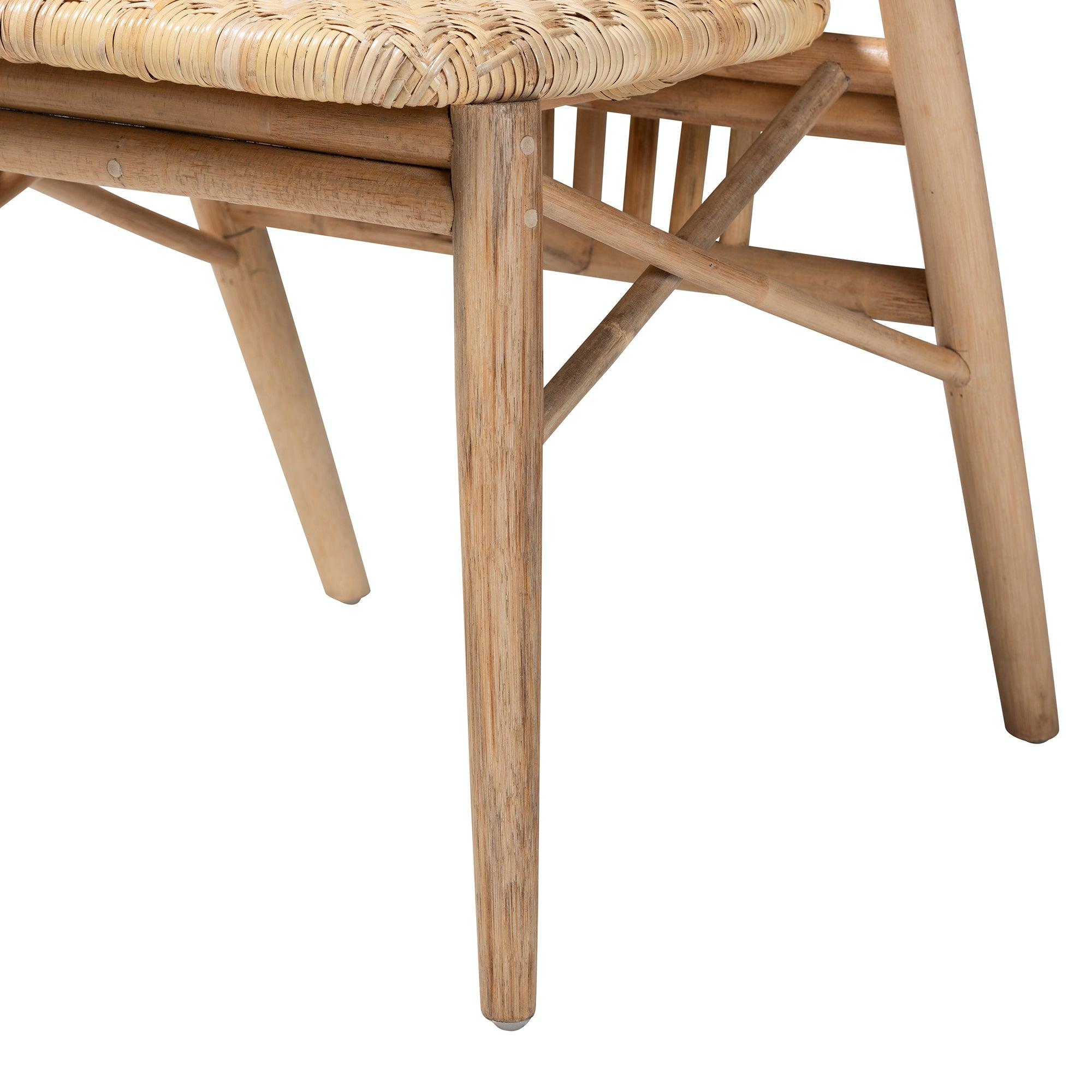 bali & pari Kobe Mid-Century Modern Finished Wood and Rattan Dining Chair