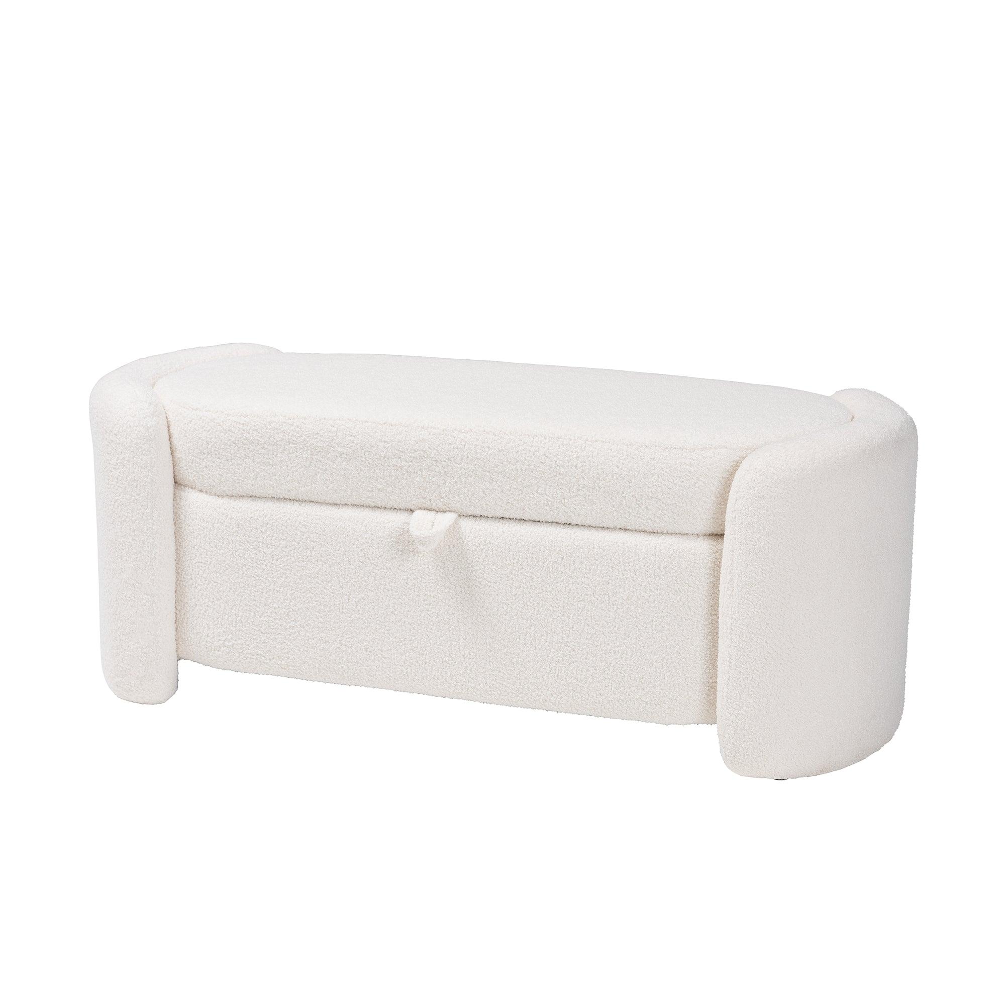 es Modern and Contemporary Boucle Upholstered Storage Bench