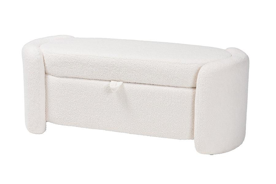 es Modern and Contemporary Boucle Upholstered Storage Bench