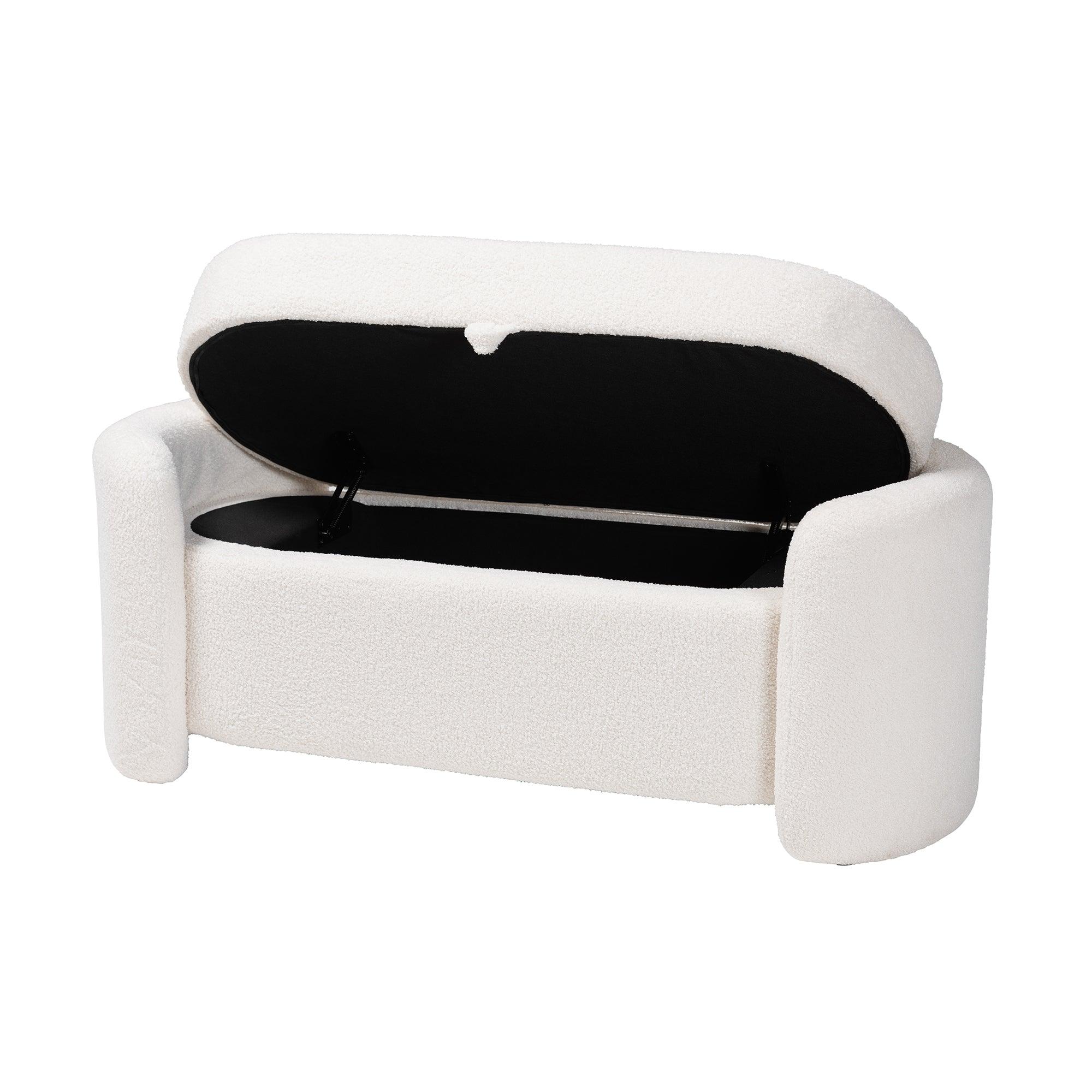 es Modern and Contemporary Boucle Upholstered Storage Bench